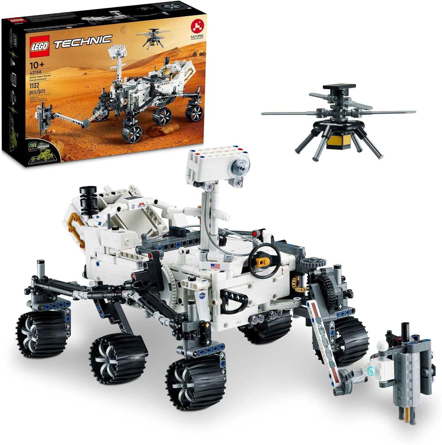 LEGO Technic NASA Mars Rover Perseverance Advanced Building Kit for Kids Ages 10 and Up, NASA Toy with Replica Ingenuity Helicopter, Gift for Kids Who Love Engineering and Science Projects, 42158