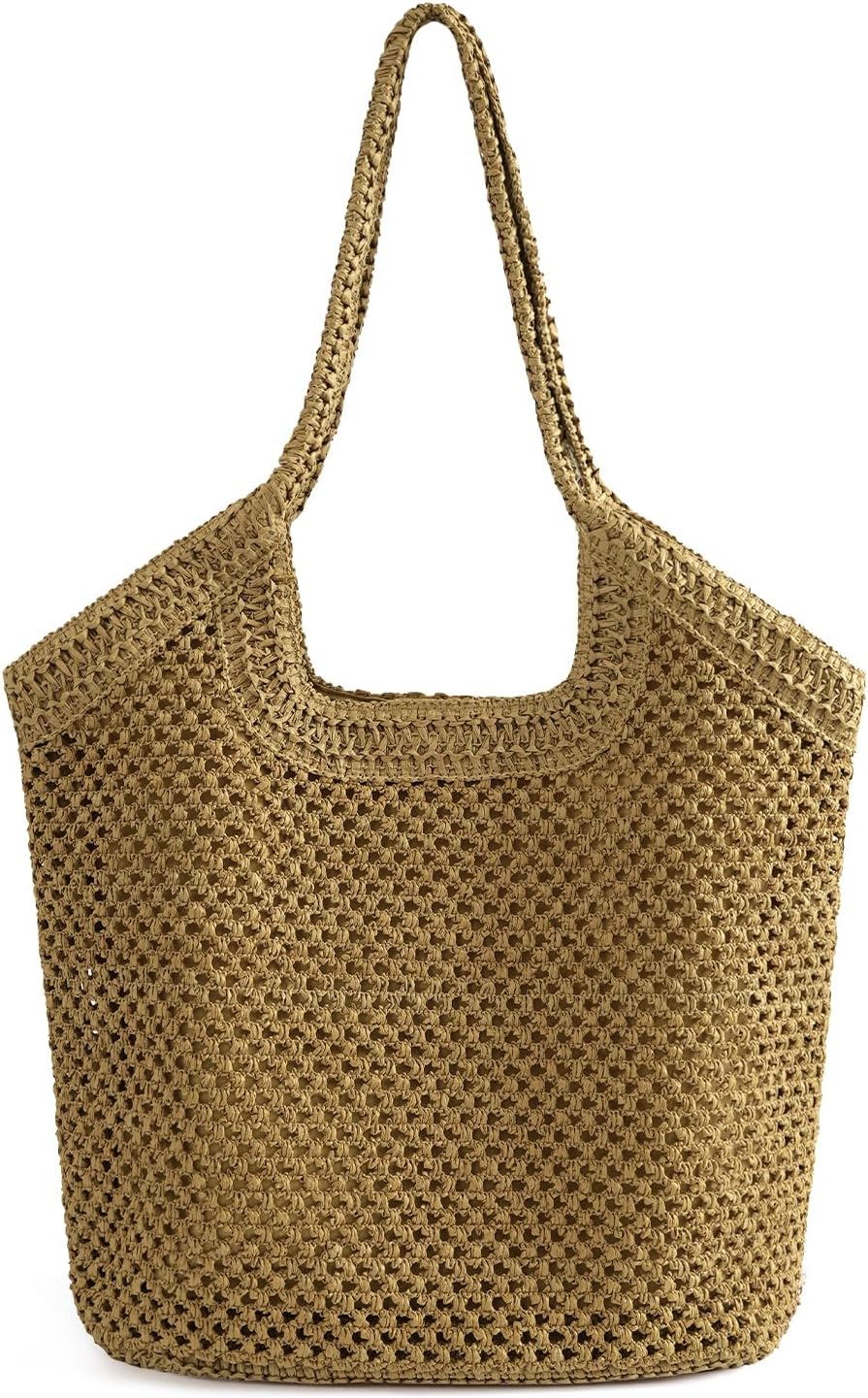 Large Straw Mesh Beach Bag The Tote Shoulder Bag for Women Beach Vacation Essentials Clutch Purses for Women