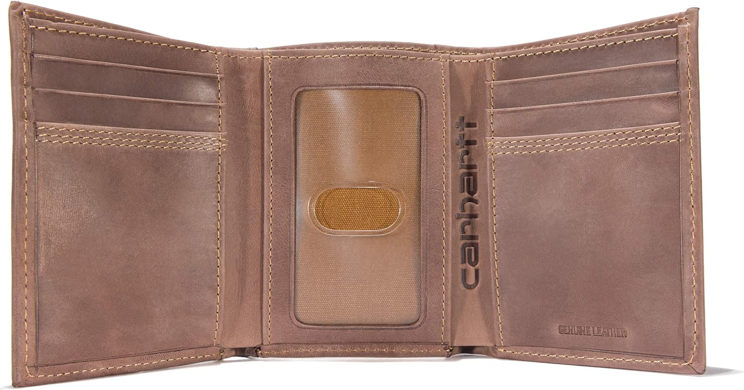 Carhartt Men's Rugged Leather Triple Stitch Wallet, Available in Multiple Styles