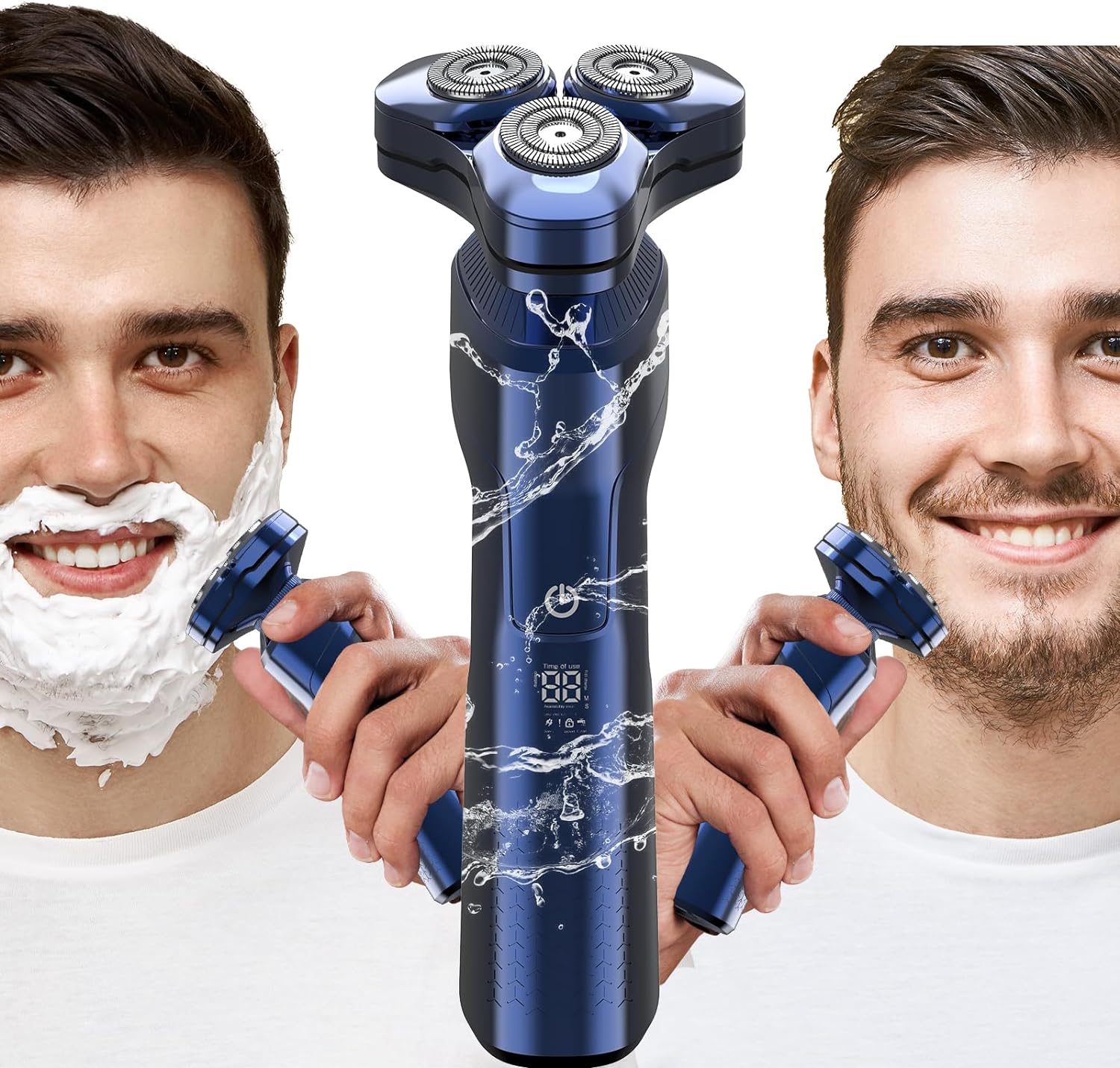 Electric Razor for Man, Rechargeable Wet & Dry Electric Shaver with Waterproof, Rotary Replacement Floating Head, Cordless USB Charging Men's Electric Razor (1044)