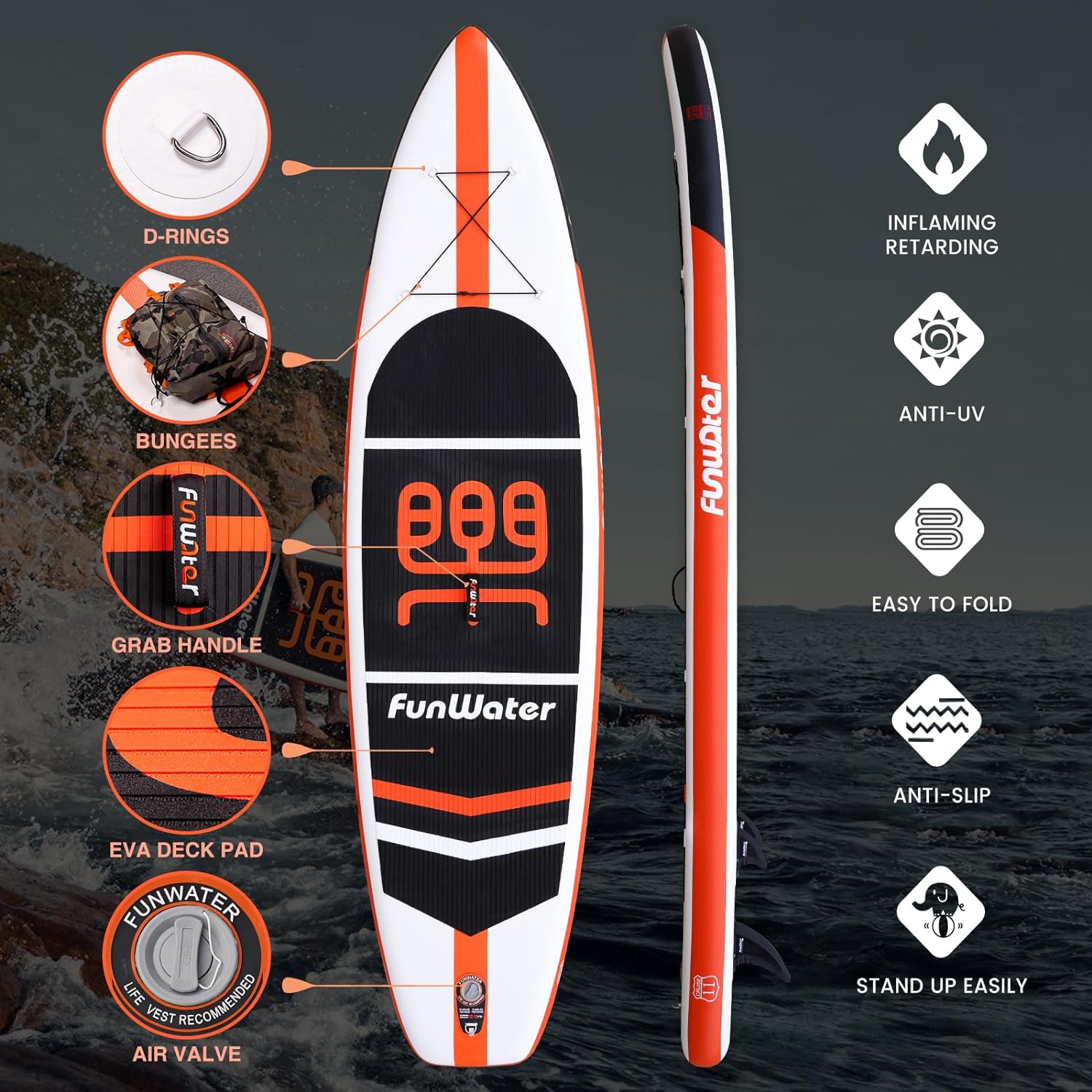 FunWater Stand Up Paddle Board Ultra-Light Inflatable Paddleboard with ISUP Accessories for Adults & Youth of All Skill Levels