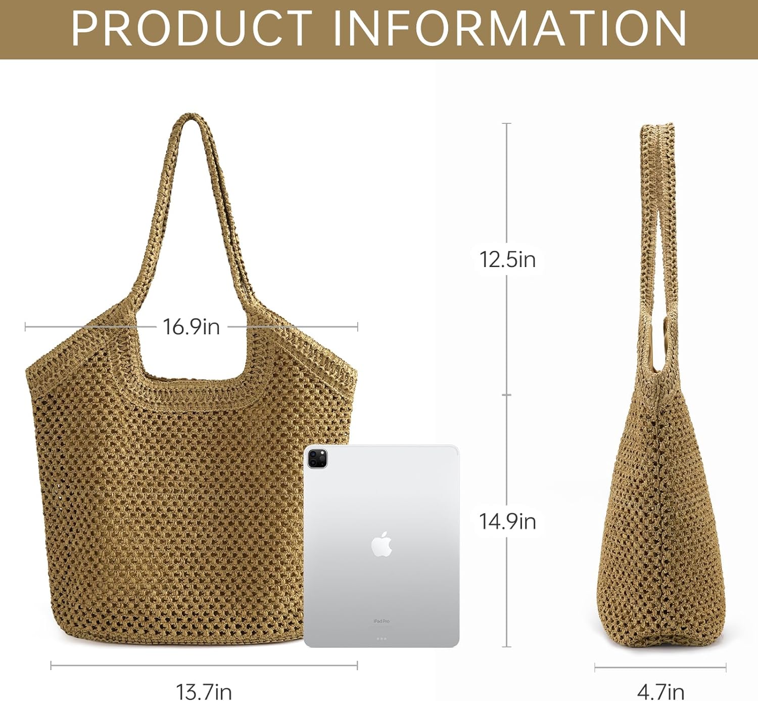 Large Straw Mesh Beach Bag The Tote Shoulder Bag for Women Beach Vacation Essentials Clutch Purses for Women