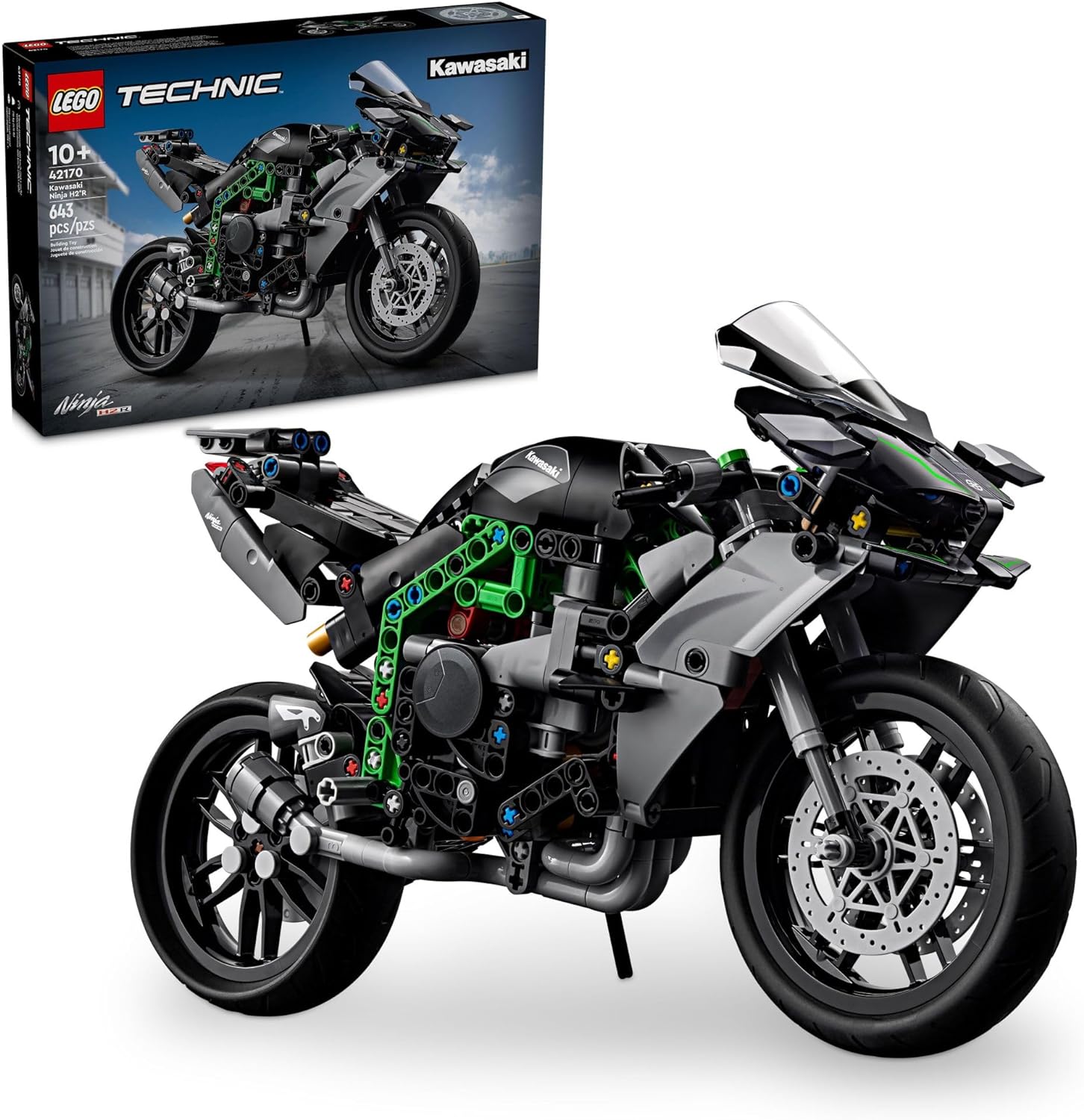 LEGO Technic Kawasaki Ninja H2R Motorcycle Toy for Build and Display, Kid's Room Décor, Collectible Building Set for Boys and Girls Ages 10 and Up, Scale Model Kit for Independent Play, 42170