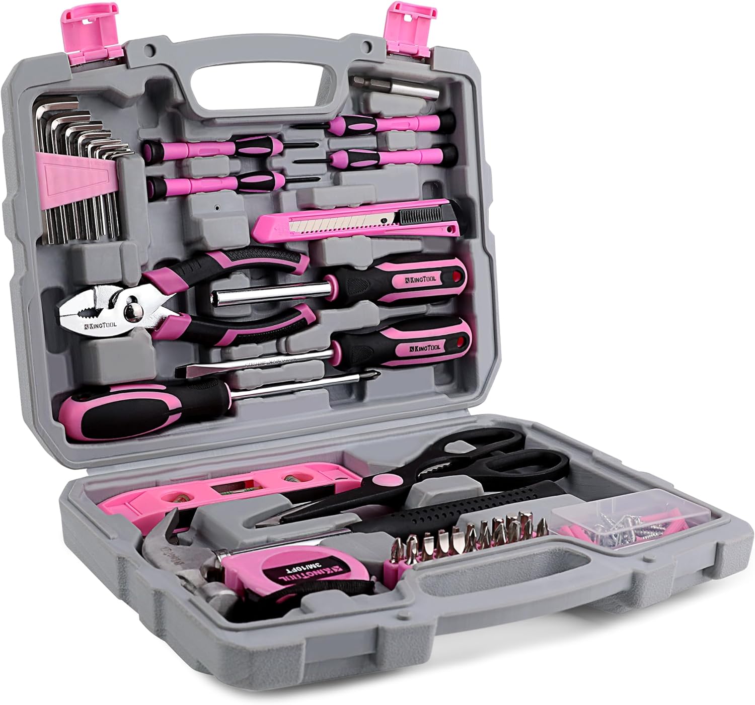 KingTool 149-Piece Pink Tool Kit - Basic Home Repair Tool Set, Small Tool Kit with Plastic Toolbox, Perfect for Women, Office & College Repairs