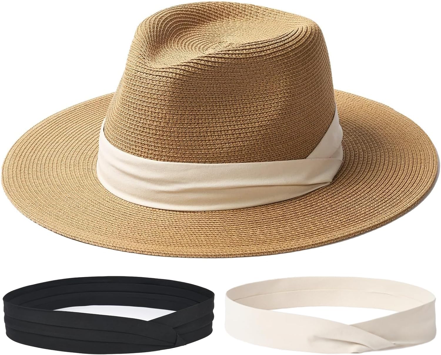 FURTALK Panama Hat Sun Hats for Women Men Wide Brim Fedora Straw Beach Hat UV UPF 50