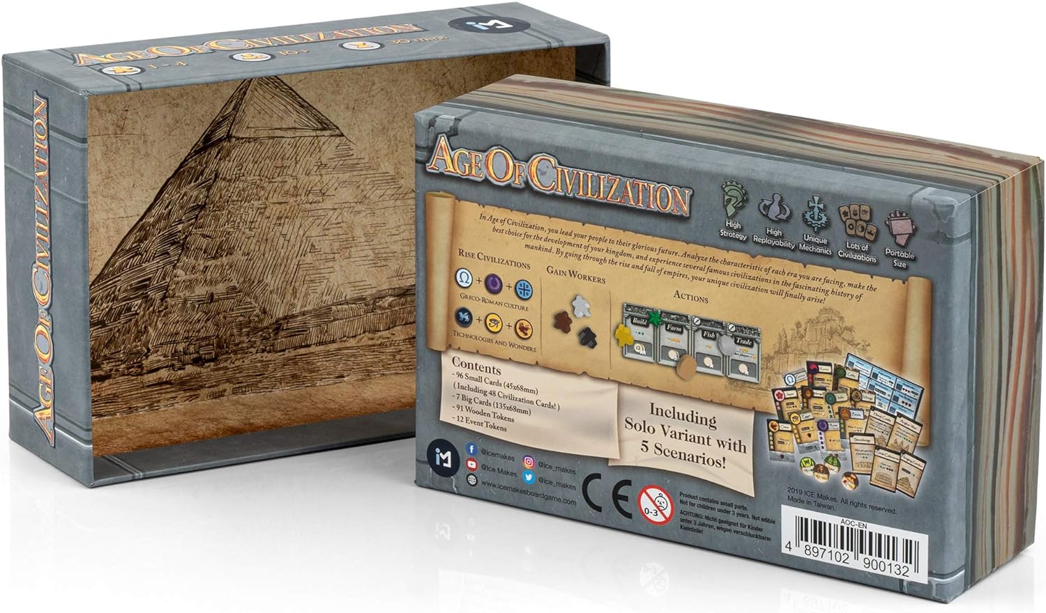 Age of Civilization Strategy Card Game, Board Games, Pocket, Travel and Family Friendly 1-4 Players Board Game Adventure and Brain Teaser