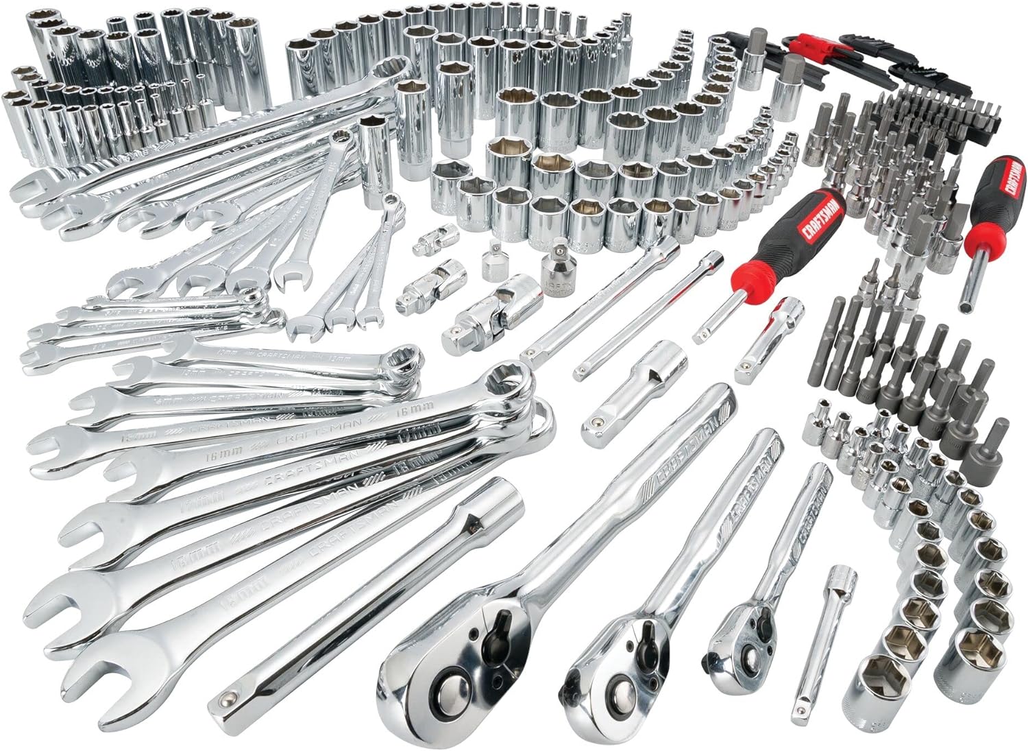 CRAFTSMAN Mechanic Tool Set, 1/4 in, 3/8 in, and 1/2 in Drive, Includes Ratchets, Sockets, Hex Keys and Wrenches, 308 Pieces (CMMT45938)