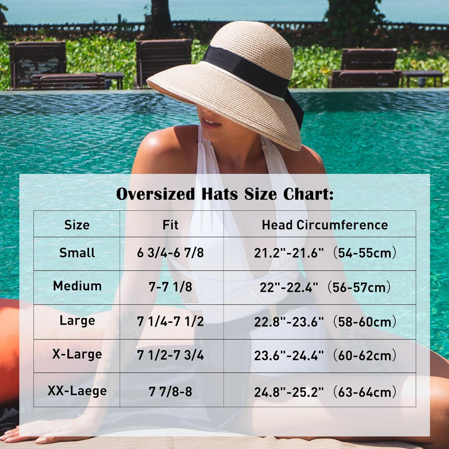 Comhats Sun Hat for Womens Floppy Summer Beach Straw Hats Accessories Wide Brim SPF 50 55-64CM