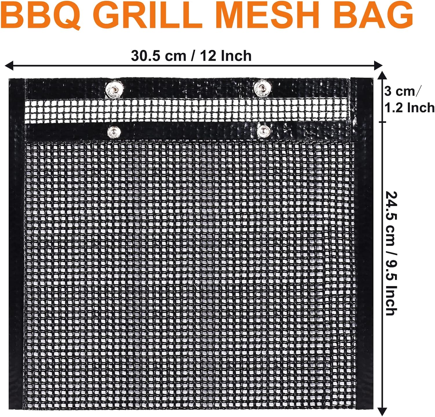 BBQ Mesh Grill Bags for Outdoor Grill Reusable, 3 PCS Non-Stick Barbecue Bags for Charcoal Gas Electric Grills Smokers BBQ Veggie Grill Bags for Cooking Vegetables Grilling Bag Pouches Heat-Resistant