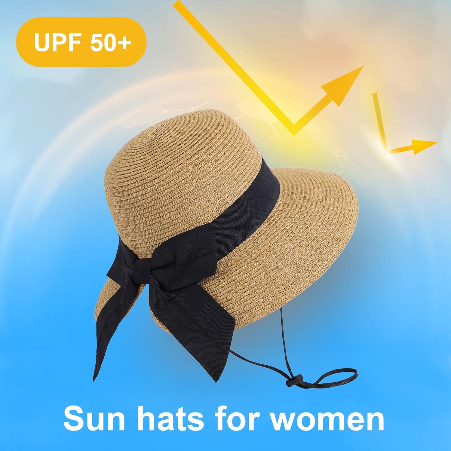 Verabella Sun Hats for Women UPF 50+ Women's Lightweight Foldable/Packable Beach Sun Hat