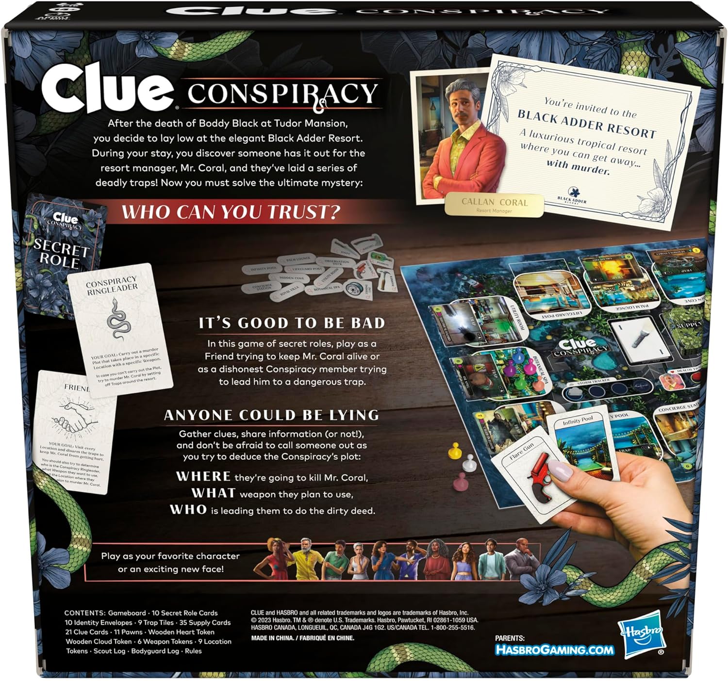 Clue Conspiracy Board Game for Adults and Teens, Great Halloween Party Game, Secret Role Strategy Games, Ages 14+, 4-10 Players, 45 Minutes, Mystery & Party Games