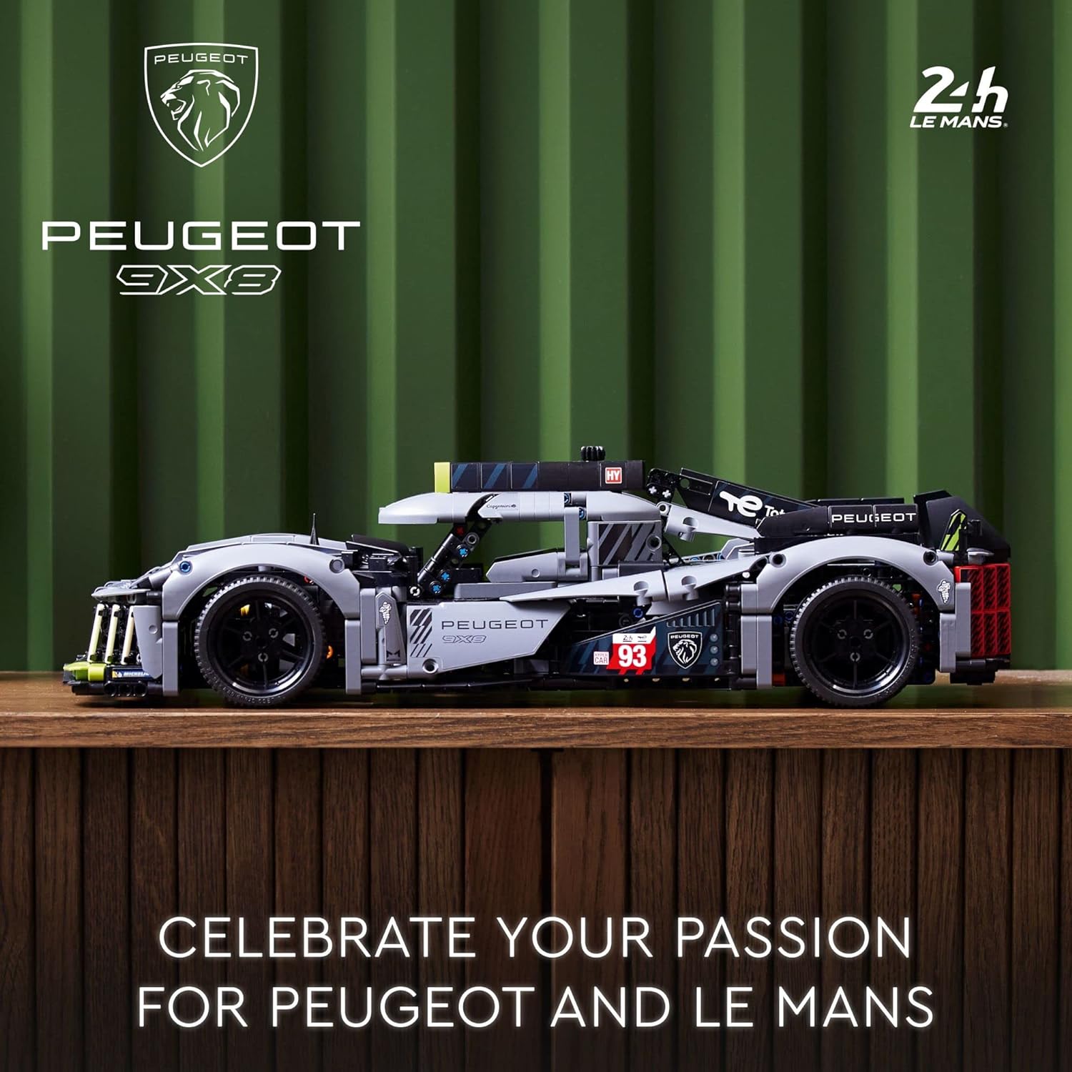 LEGO Technic Peugeot 9X8 24H Le Mans Hybrid Hypercar 42156 Collectible Race Car Building Kit for Adults and Teens, 1:10 Scale Racing Car Model, Gift for Motorsport Fans