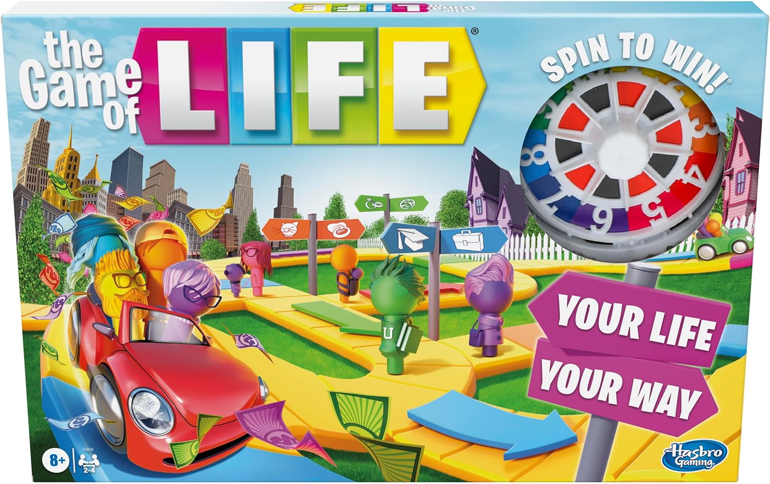 Hasbro Gaming The Game of Life Game, Family Board Game for 2-4 Players, Indoor Game for Kids Ages 8 and Up, Pegs Come in 6 Colors