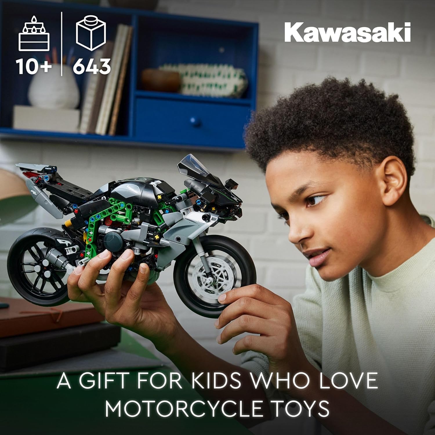 LEGO Technic Kawasaki Ninja H2R Motorcycle Toy for Build and Display, Kid's Room Décor, Collectible Building Set for Boys and Girls Ages 10 and Up, Scale Model Kit for Independent Play, 42170