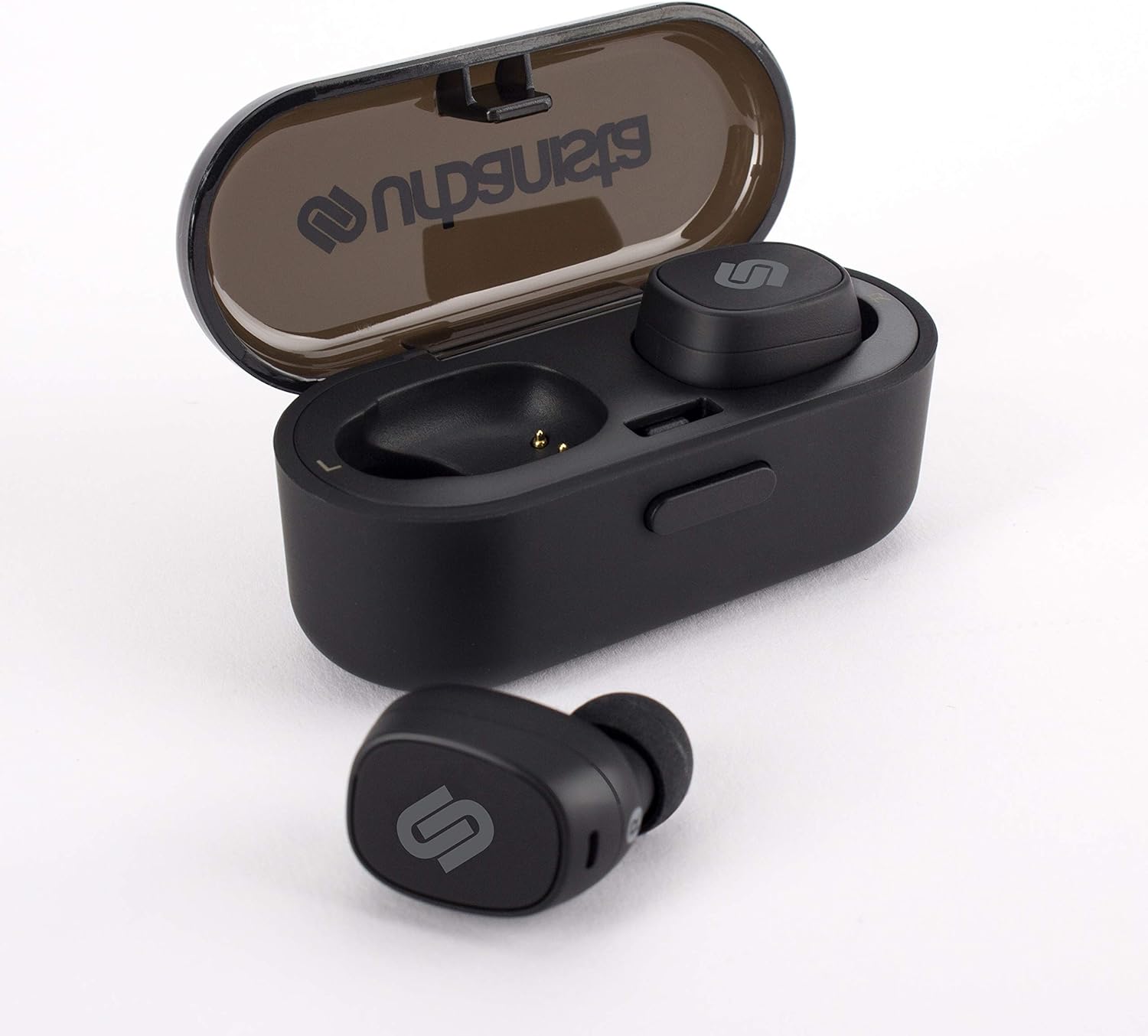 Urbanista Tokyo True Wireless Earbuds 16H Playtime Bluetooth 5.0 with Charging Case, Multi Function Button Earphones Compatible with Android and iOS - Black