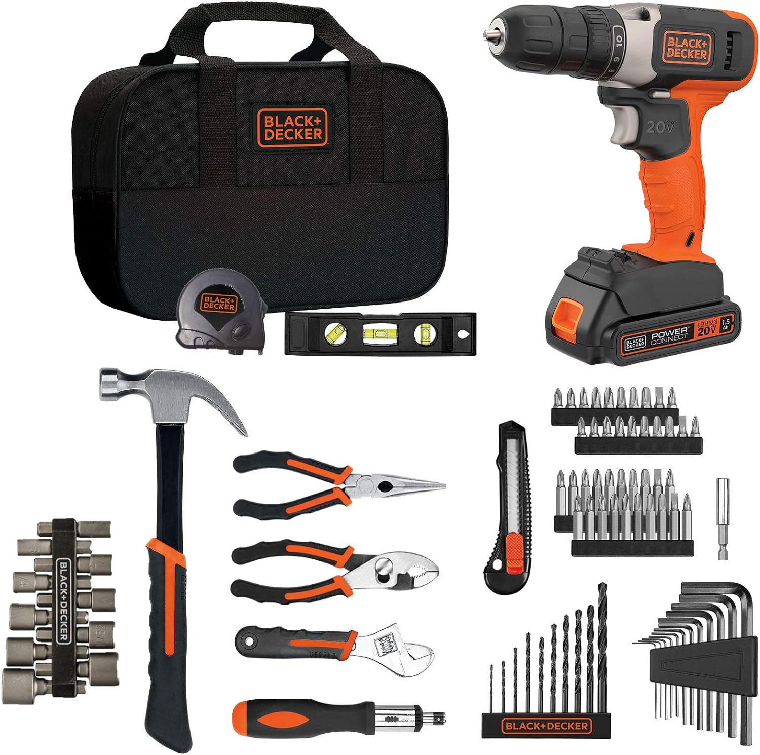 beyond by BLACK+DECKER Home Tool Kit with 20V MAX Drill/Driver, 83-Piece (BDPK70284C1AEV), BDPK70284C1AEV