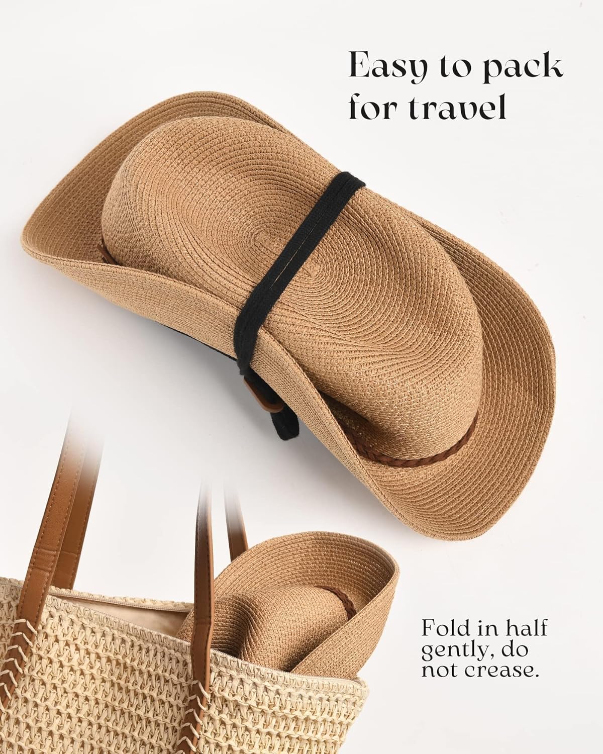 FURTALK Sun Hats for Women Summer Wide Brim UV UPF 50+ Panama Fedora Foldable Packable Straw Beach Hat