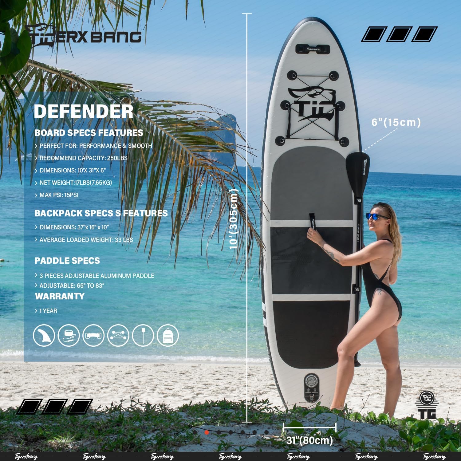 Inflatable Paddle Board with Premium SUP Board Accessories, Allround Paddle Boards for Adults/Kids,Stand Up Paddle Board Defender Collection