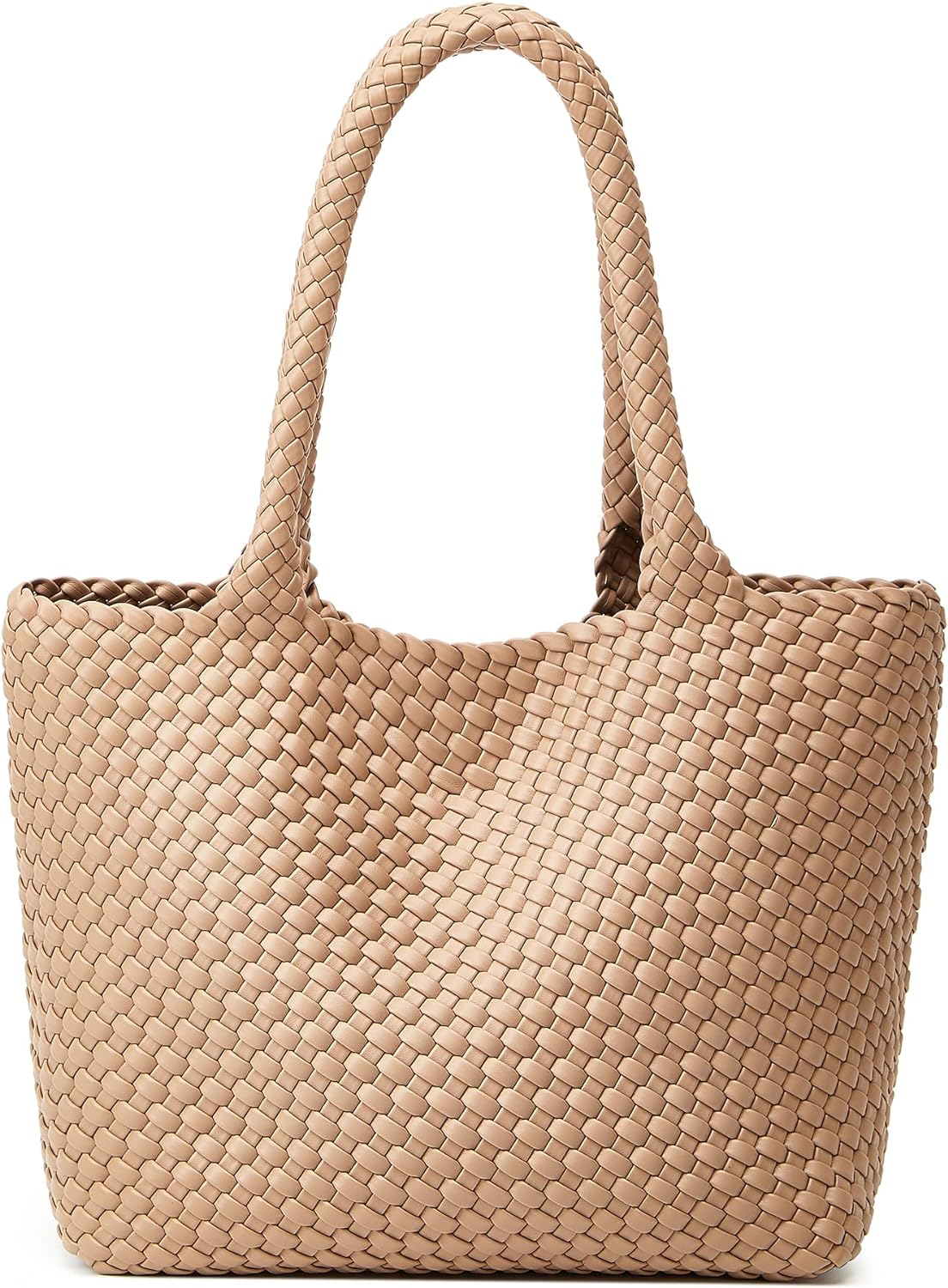 Woven Tote Bag Womens Purse: Vegan Leather Shoulder Handbags - Fashion Summer Beach Tote Bags - Large Travel Totes