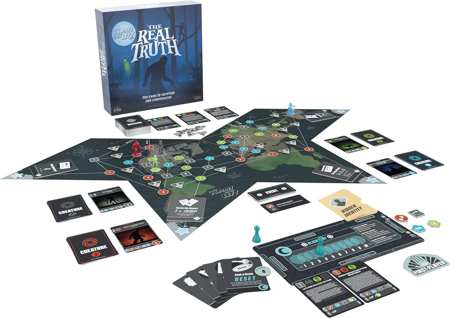 Goliath The Last Podcast on The Left Presents: The Real Truth - Strategy Game of World Conspiracy Theories and Mysteries with Over 300 Components - Ages 14 and Up, 2-5 Players