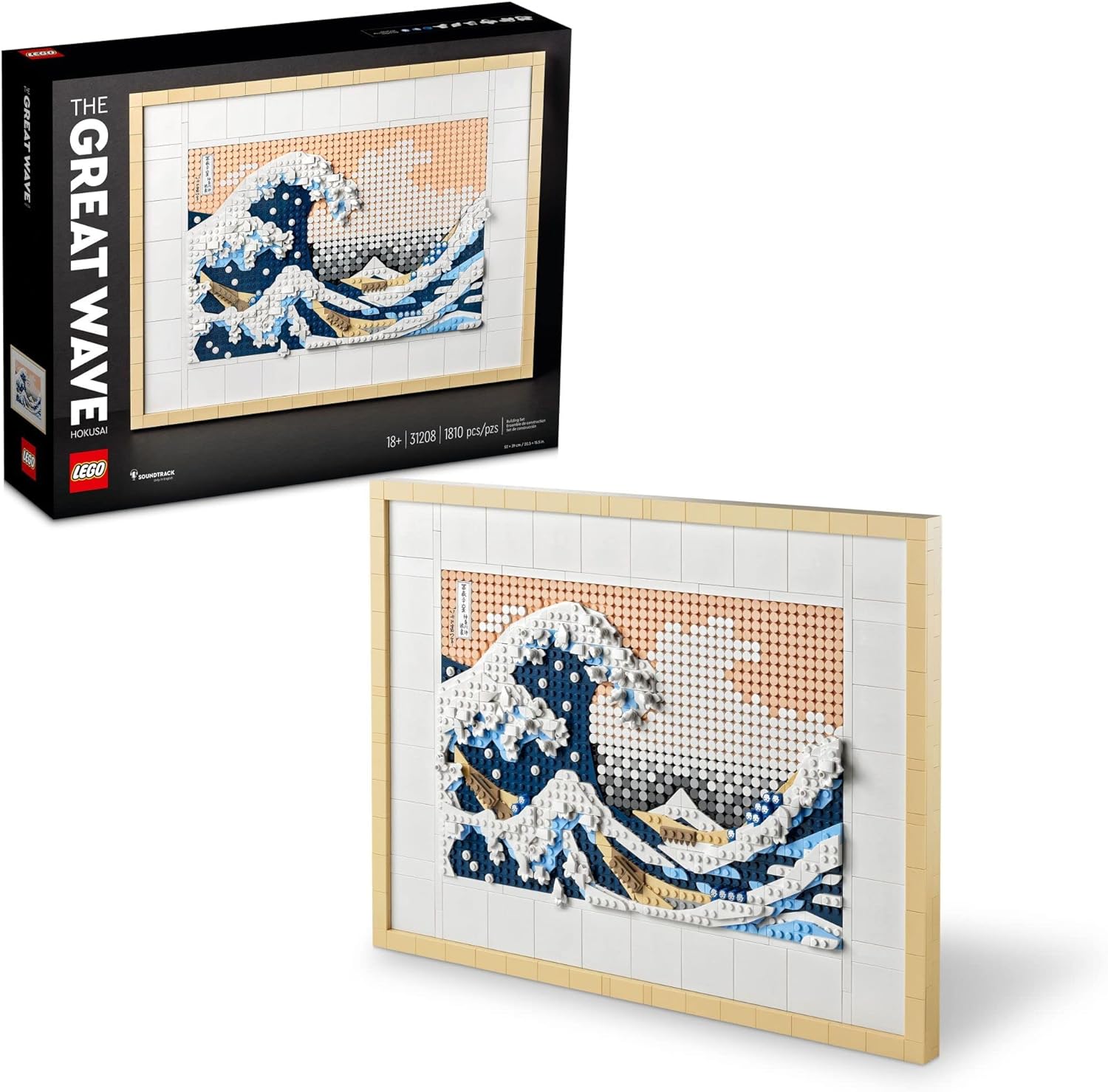 LEGO Art Hokusai – The Great Wave 31208, 3D Japanese Wall Art Craft Kit, Framed Ocean Canvas, Creative Activity Hobbies for Adults, DIY Home, Office Decor