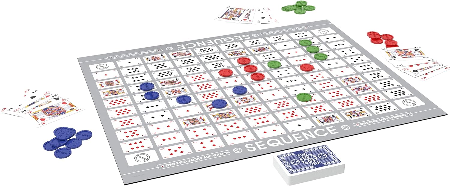 SEQUENCE- Original SEQUENCE Game with Folding Board, Cards and Chips by Jax ( Packaging may Vary ) White, 10.3" x 8.1" x 2.31