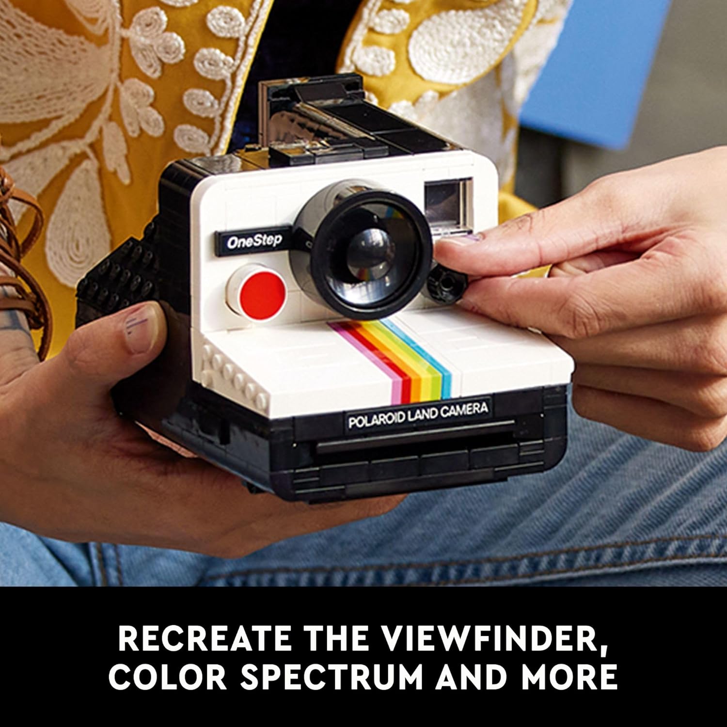 LEGO Ideas Polaroid OneStep SX-70 Camera Building Kit, Creative Gift for Photographers, Collectible Brick-Built Vintage Polaroid Camera Model, Creative Activity or Gift for Adults, 21345