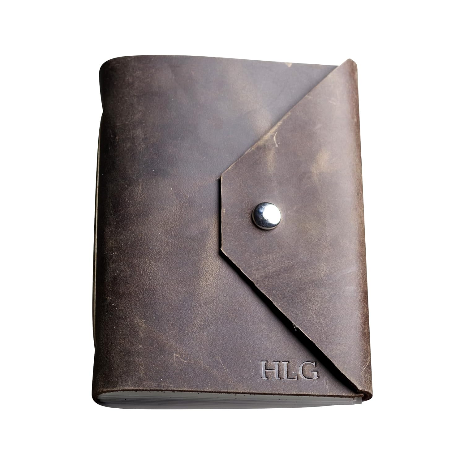 Ox & Pine Personalized Classic Leather Snap Journal - Made From Full Grain Leather - Notebook or Sketchbook (4x6, Unlined Paper, Rustic Brown) (4x6, Unlined Paper, Rustic Brown)