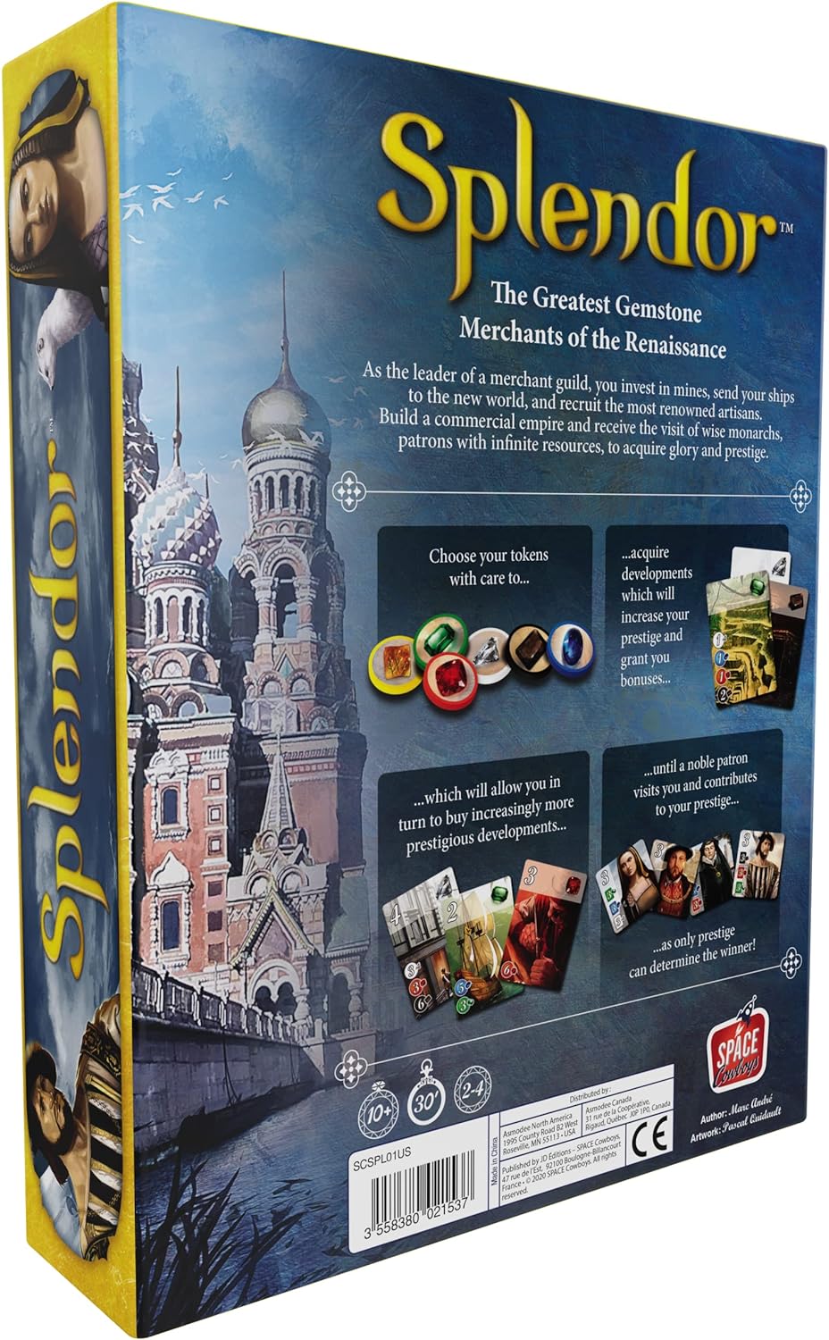 Splendor Board Game (Base Game) - Strategy Game for Kids and Adults, Fun Family Game Night Entertainment, Ages 10+, 2-4 Players, 30-Minute Playtime, Made by Space Cowboys