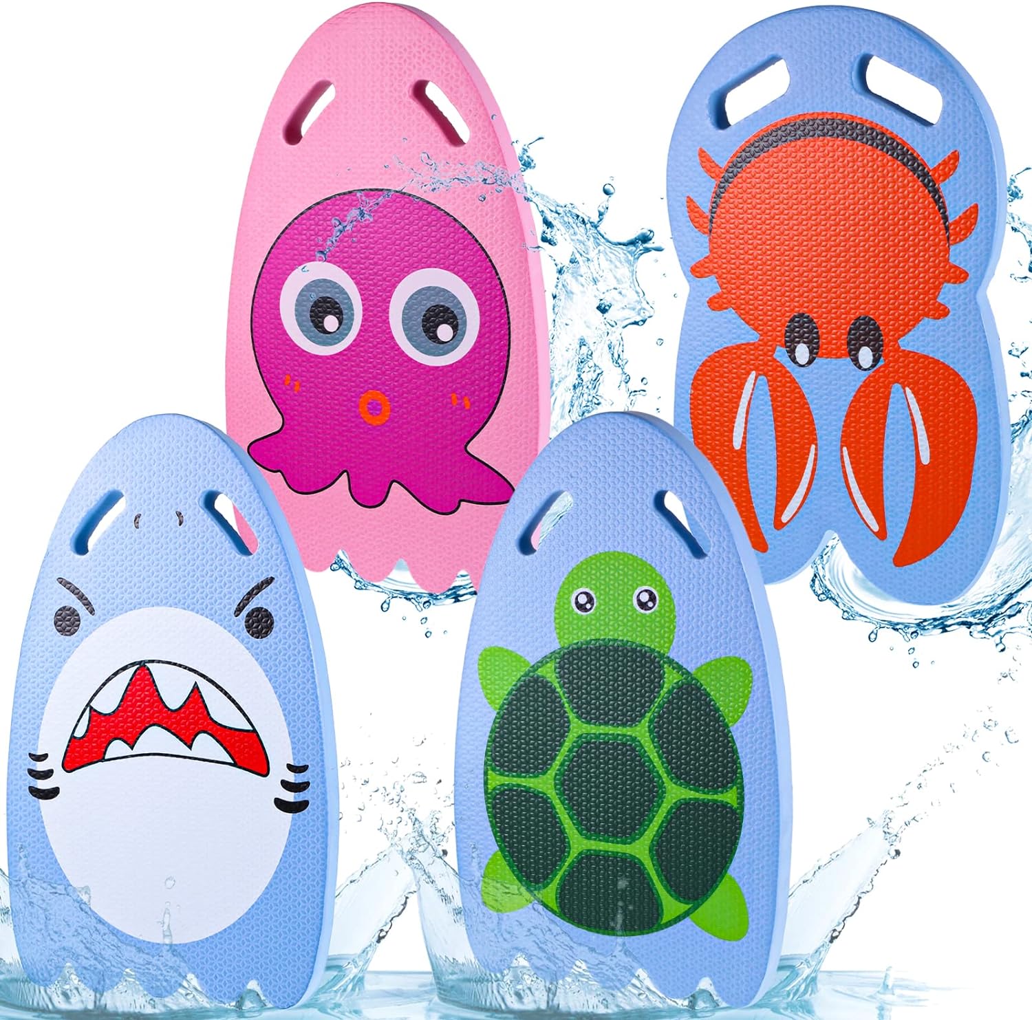 Junkin 4 Pcs Learn Swim Pool Kickboard for Kids Unicorn Bunny Fishtail Mermaid Shark Turtle Octopus Crab Kick Board for Pool Swimming Training Summer Exercise Training Fun Party Favor