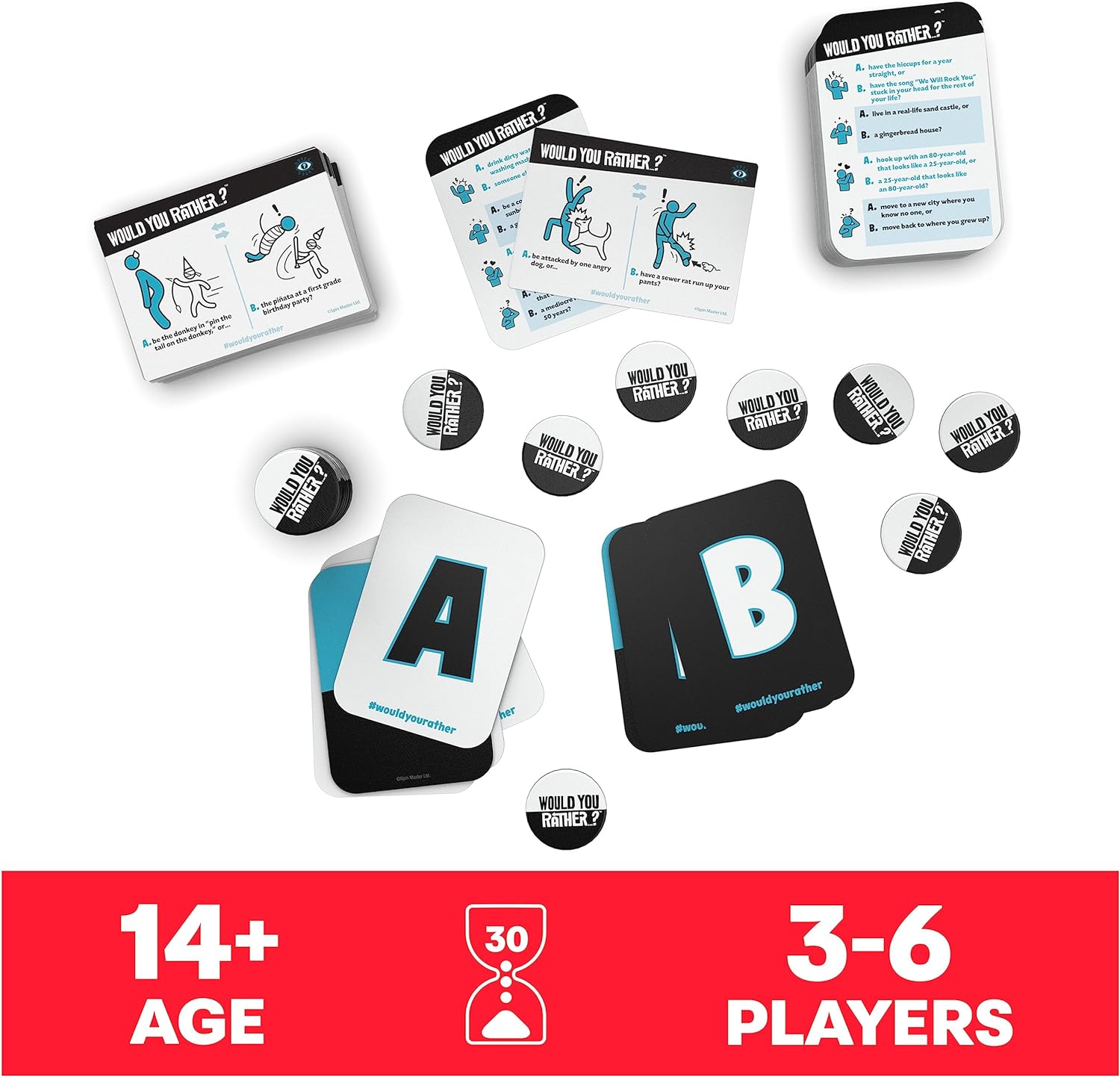 Would You Rather? The Game | 3-6 Player Card Game| Funny Gifts| Party Games| Family Games| Fun Games| Board Games for Adults & Teens Ages 14 and up