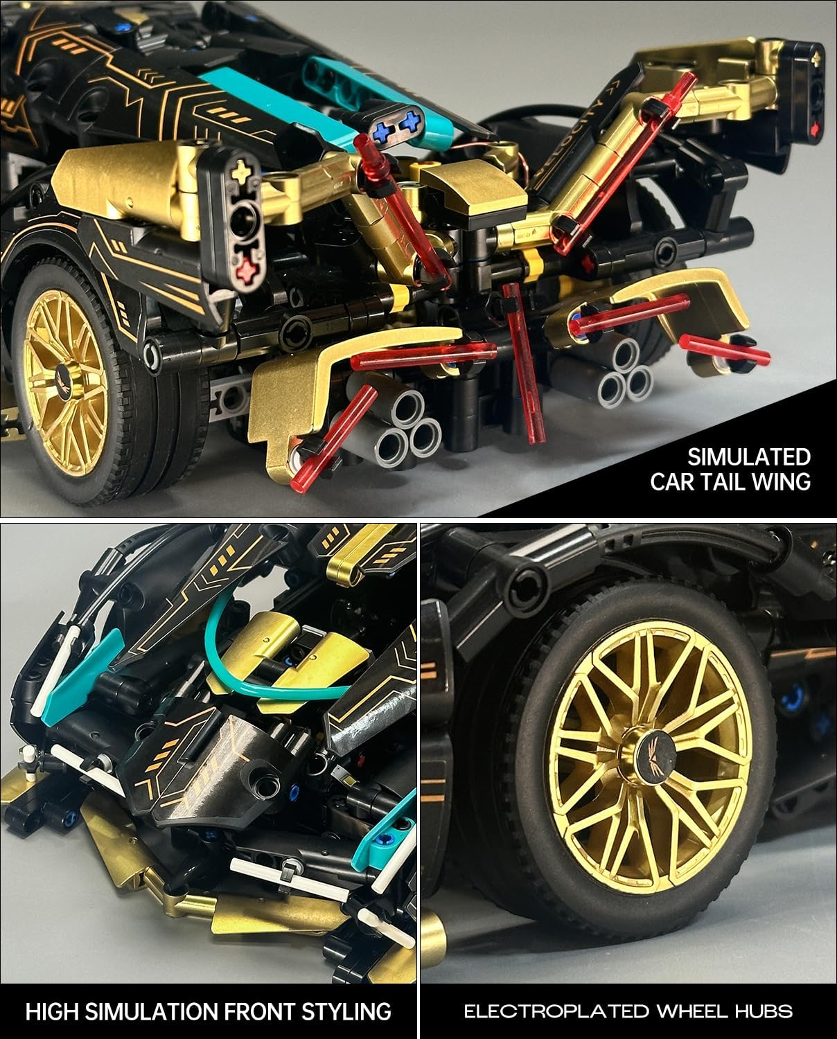 Sports Car Building Sets, Adults Model and Racing Sports Collectable Model Car Building Kit, 1:14 Construction Toy Sports Car for Boys Men Teens Gold…