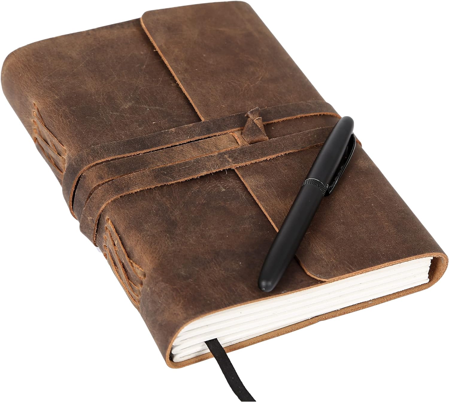 Leather Journal Lined Paper with luxury pen Handmade Leather Journal/Writing Notebook Diary/Bound Daily Notepad for Men & Women Medium, Writing pad for Artist, Sketch (7 X 5)