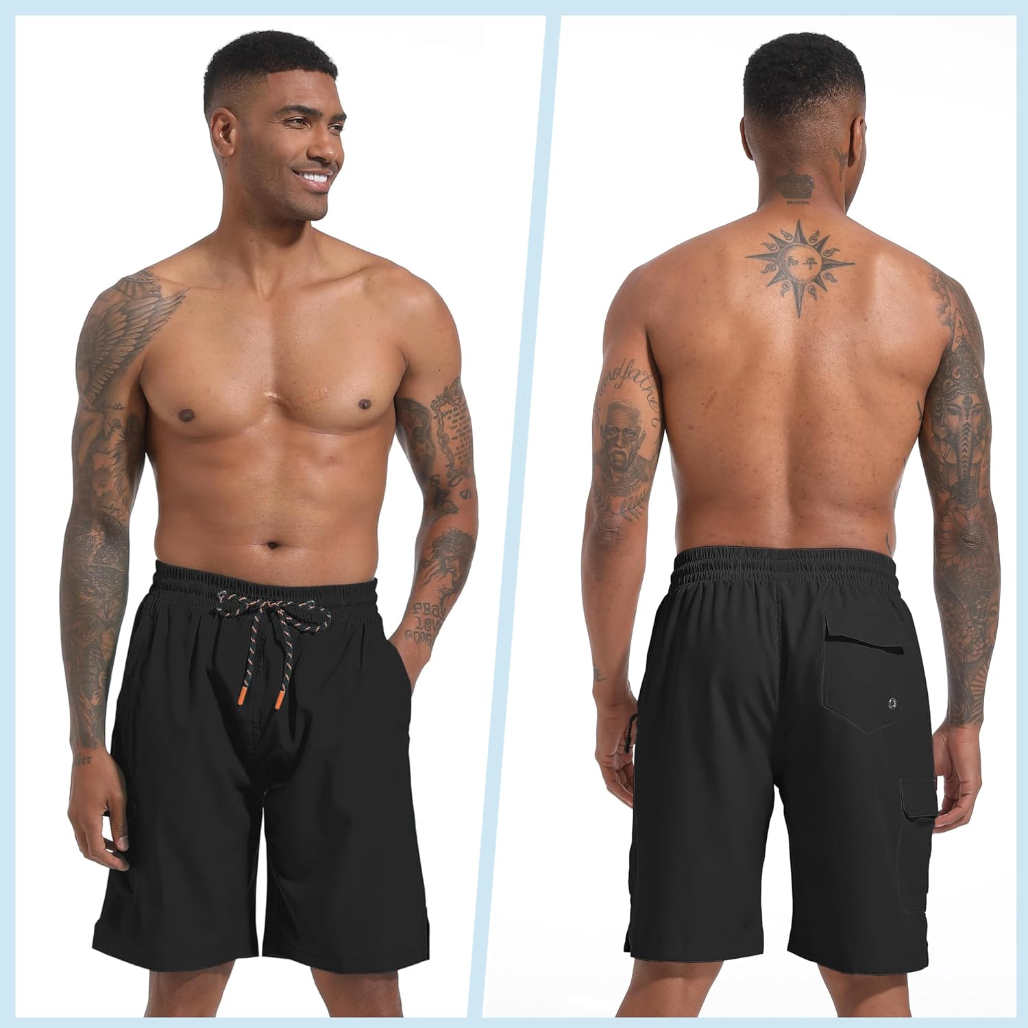 Men's Swim Trunks Quick Dry Board Shorts with Zipper Pockets Beach Shorts Bathing Suits for Men - No Mesh Liner