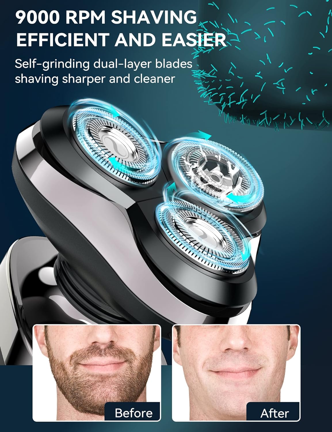 Electric Shavers for Men, KENSEN Electric Razor for Shaving Face, Mens Rotary Shaver Rechargeable Razor for Men, Waterproof Wet & Dry LED Display Cordless Rotary Shaver with Extra Replacement Blade