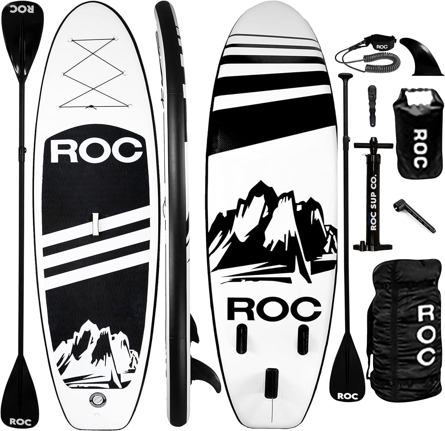 Roc Inflatable Stand Up Paddle Boards with Premium SUP Paddle Board Accessories, Wide Stable Design, Non-Slip Comfort Deck for Youth & Adults