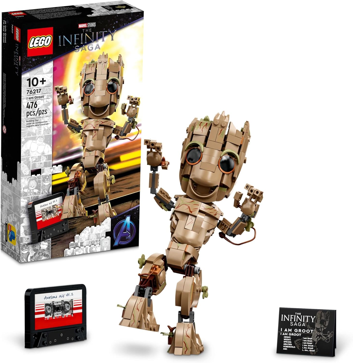 Lego Marvel I am Groot 76217 Building Toy Set - Action Figure from The Guardians of The Galaxy Movies, Baby Groot Model for Play and Display, Great for Kids, Boys, Girls, and Avengers Fans Ages 10+