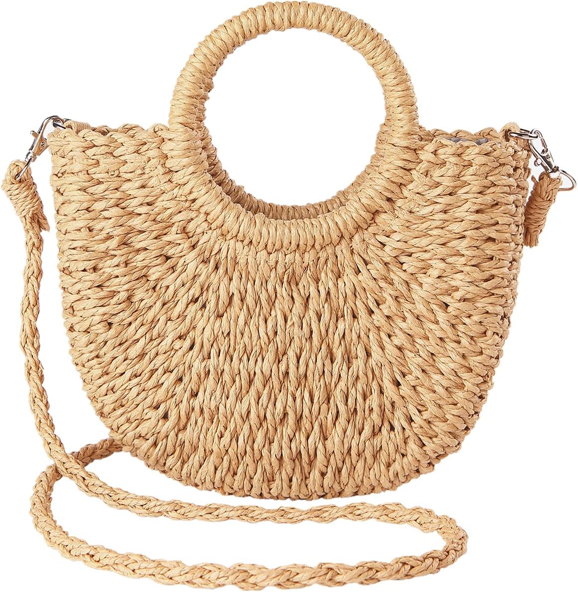 Straw Beach Bag for Women, Summer Handwoven Tote Bags Purse with Tassel,Top Handle Straw Handbag Clutch