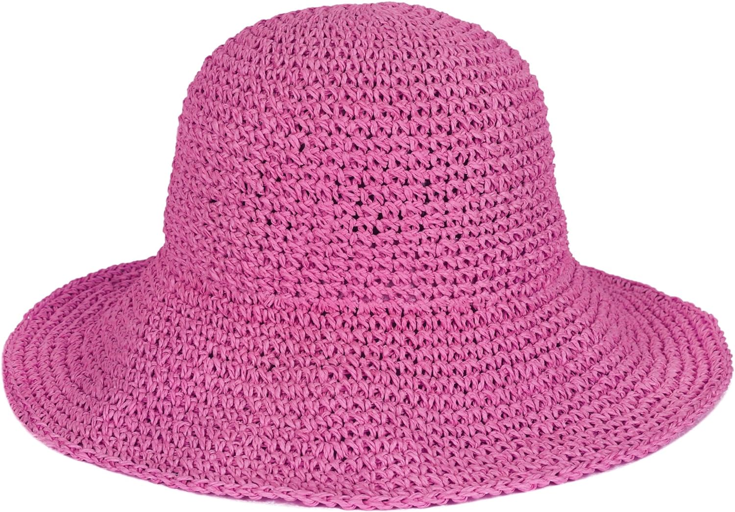 Womens Floppy Straw Sun Hat Foldable Packable Wide Brim Summer Beach Hat Crochet Bucket Hat