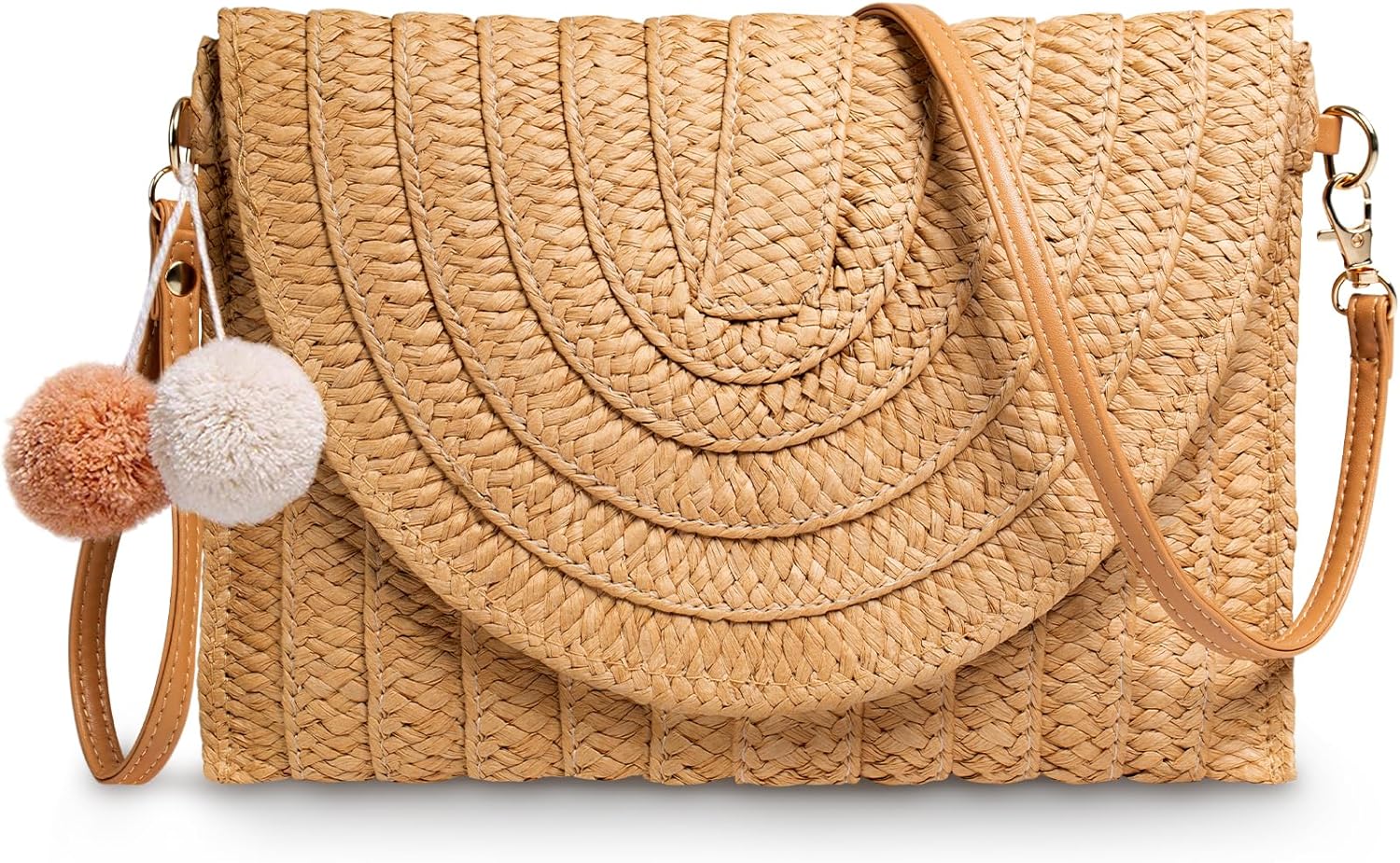 Straw Clutch Purse for Women Woven Rattan Envelope Bag Crossbody Wallet Handbags Shoulder Tote Bags for Summer