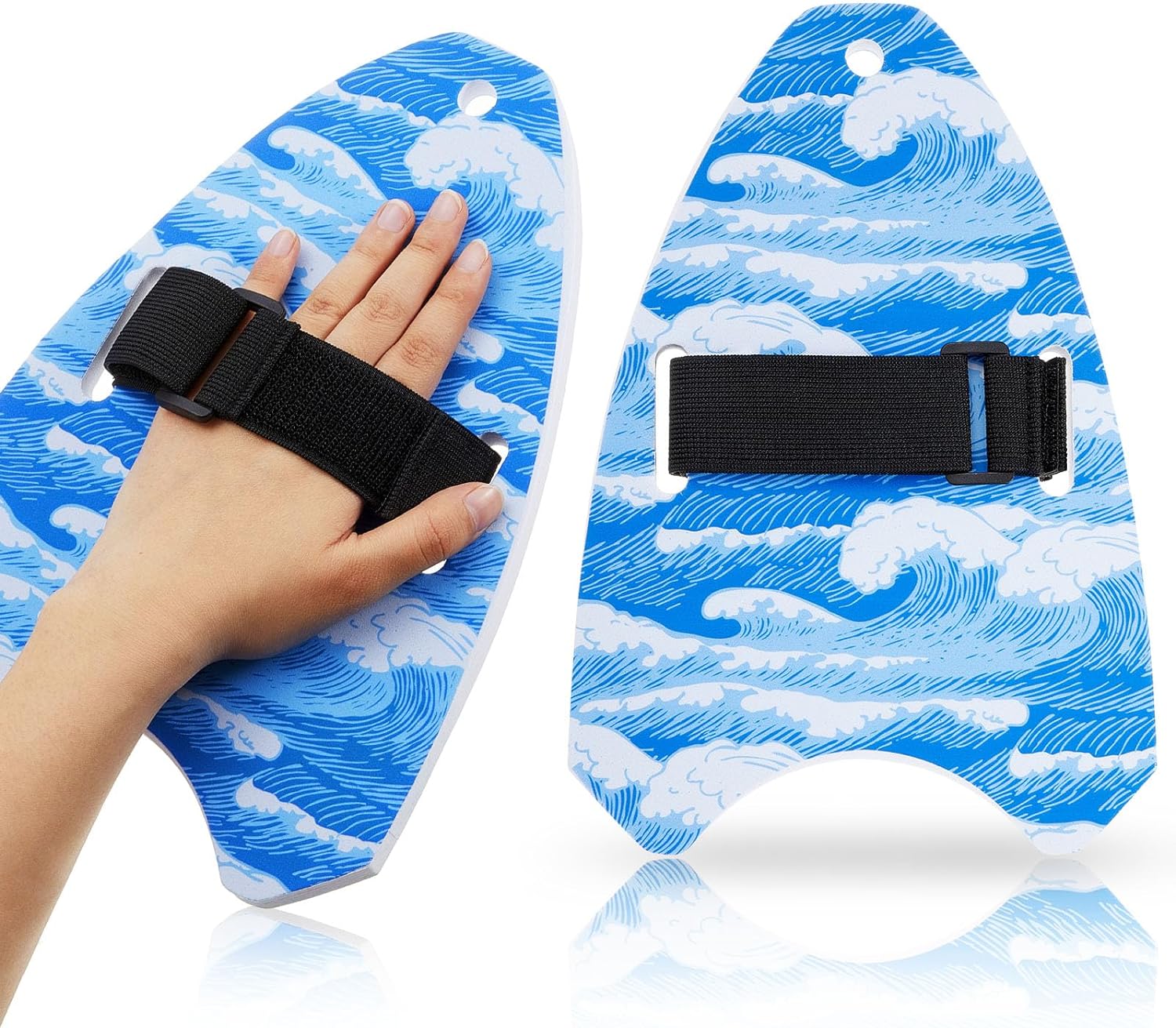 2 Pcs Body Surfing Handboard 11" Body Surfing Handplane Portable Surfer Hand Body Board Lightweight Body Surf Plane Soft Hand Surfer with Adjustable Strap for Beach Surfing Kids Teens Adult