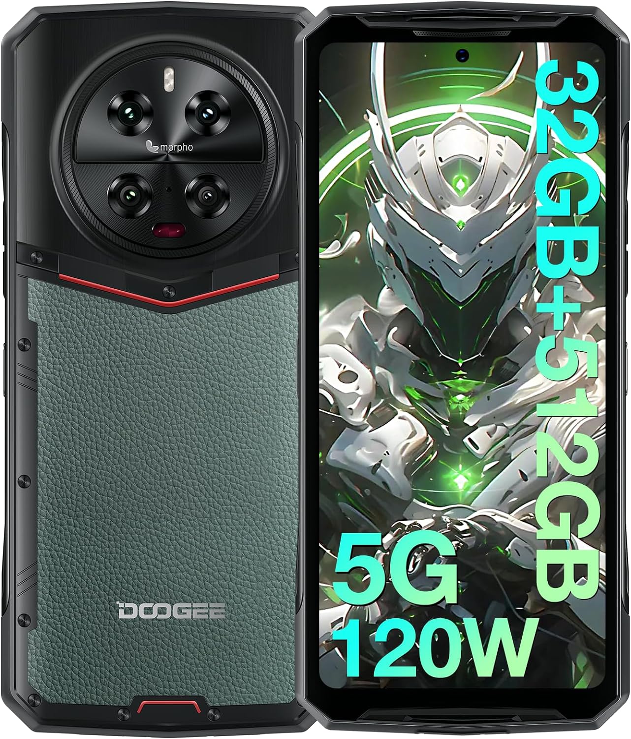 DOOGEE DK10 5G Rugged Smartphone 2024,32GB+512GB,120W Fast Charging(QI 50W),6.67”120Hz 2.5K AMOLED Display Rugged Smartphone,50MP+64MP+50MP+16MP,Octa Core Rugged Cell Phone,Fingerprint,NFC/OTG