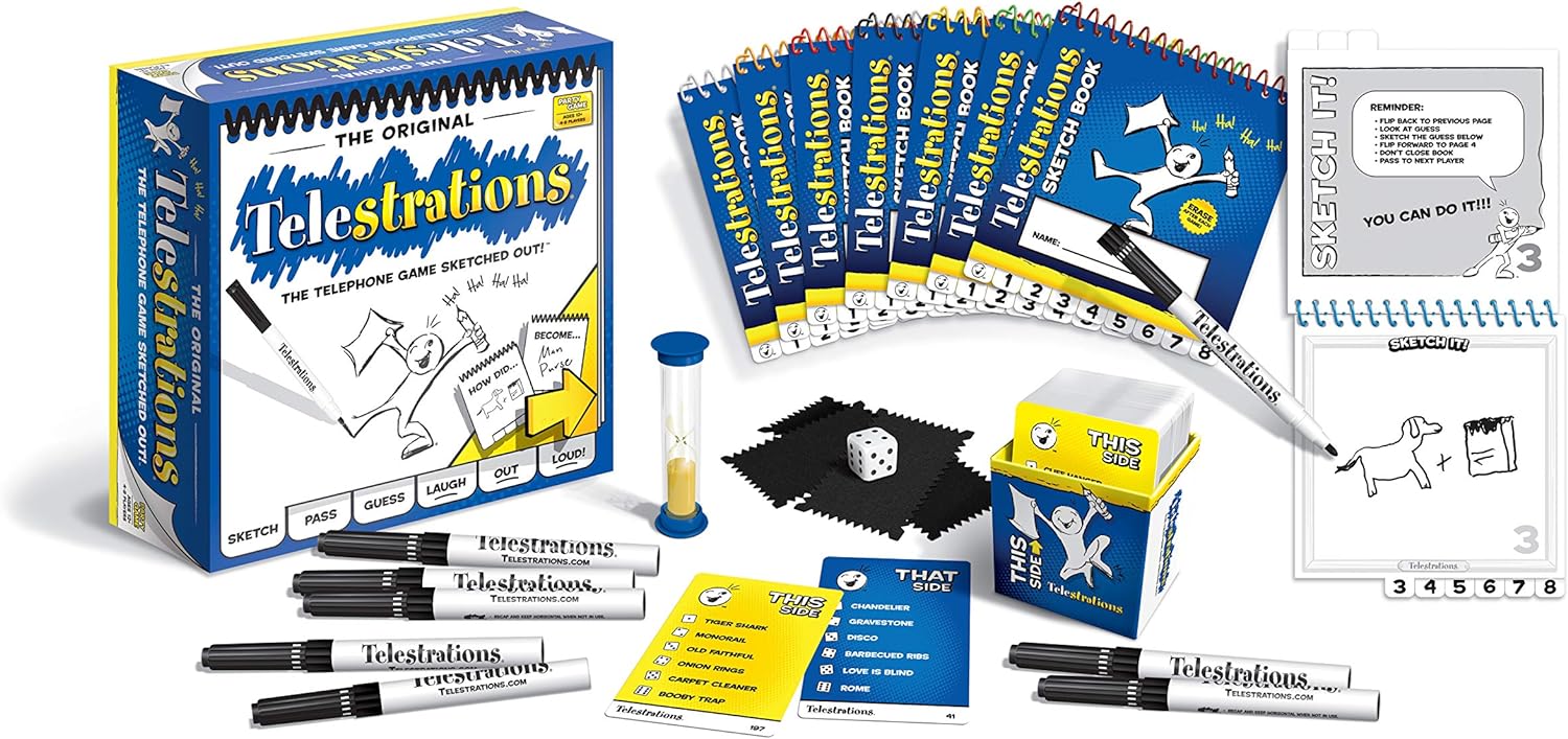 Telestrations Original 8-Player | Family Board Game | A Fun Game for Kids and Adults | Game Night Just Got Better | The Telephone Game Sketched Out | Ages 12+