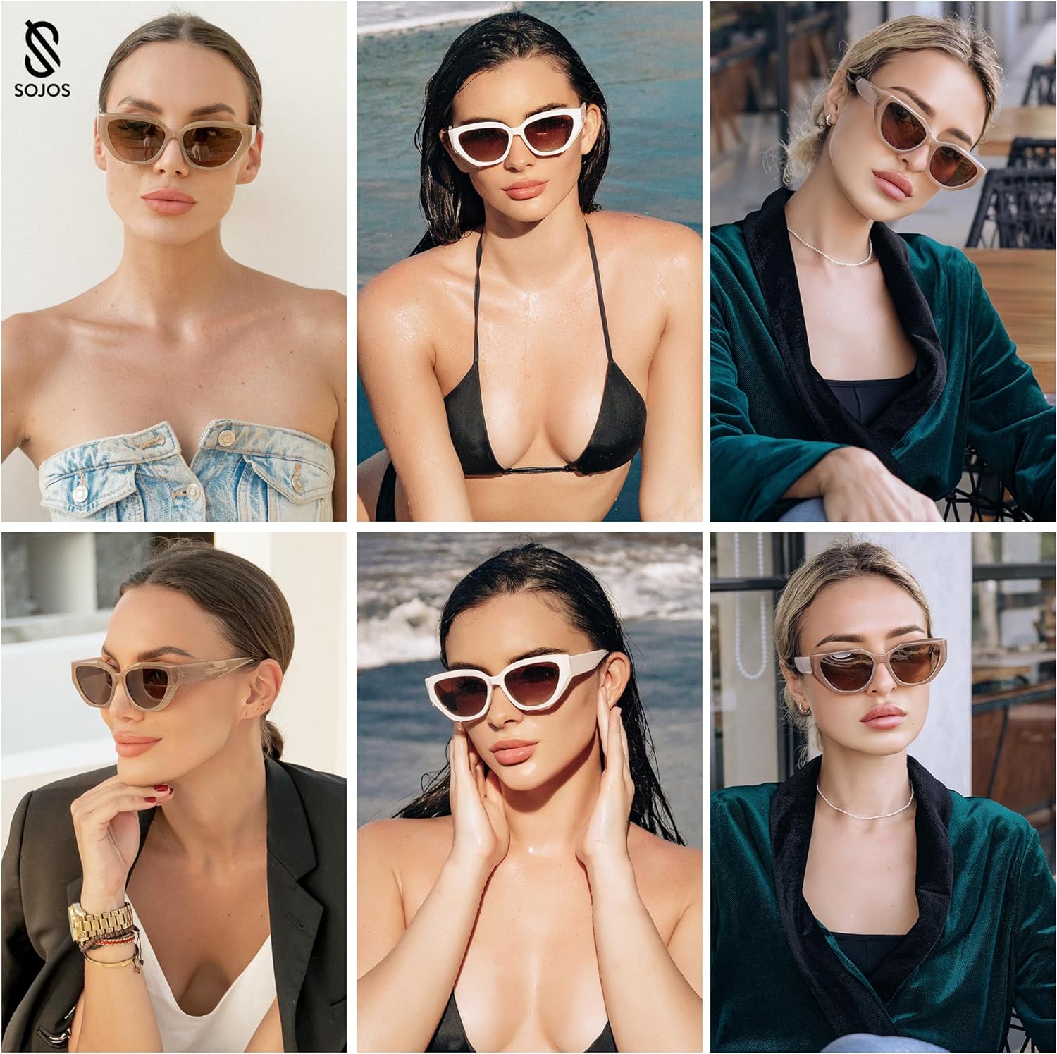 SOJOS Trendy Cute Cat Eye Polarized Sunglasses for Women Fashion Cateye Womens Sunnies SJ2237