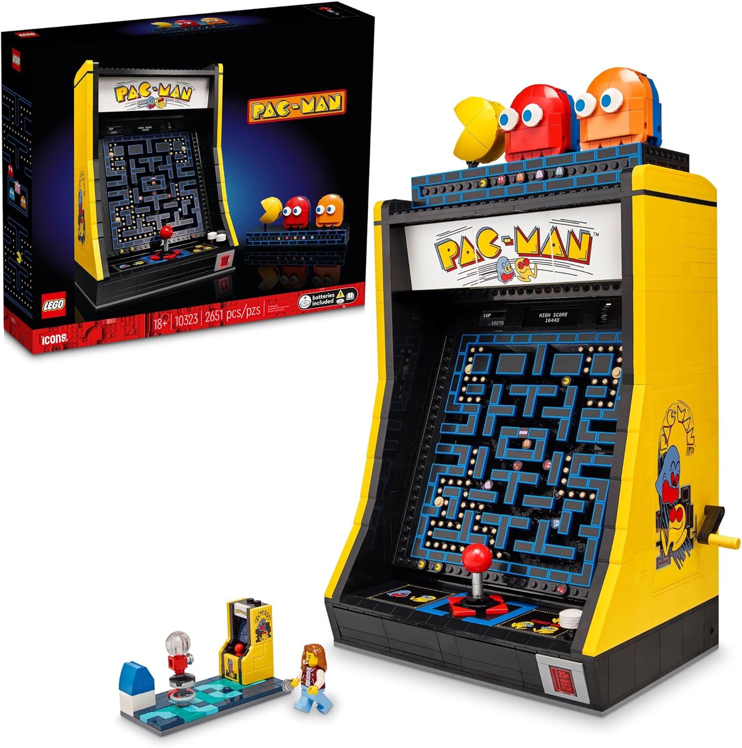 LEGO Icons PAC-Man Arcade Building Kit, Build a Replica Model of a Classic Video Game, Nostalgic and Unique Gift for Father's Day or Graduation, Fans of Retro Video Games and Retro Décor, 10323