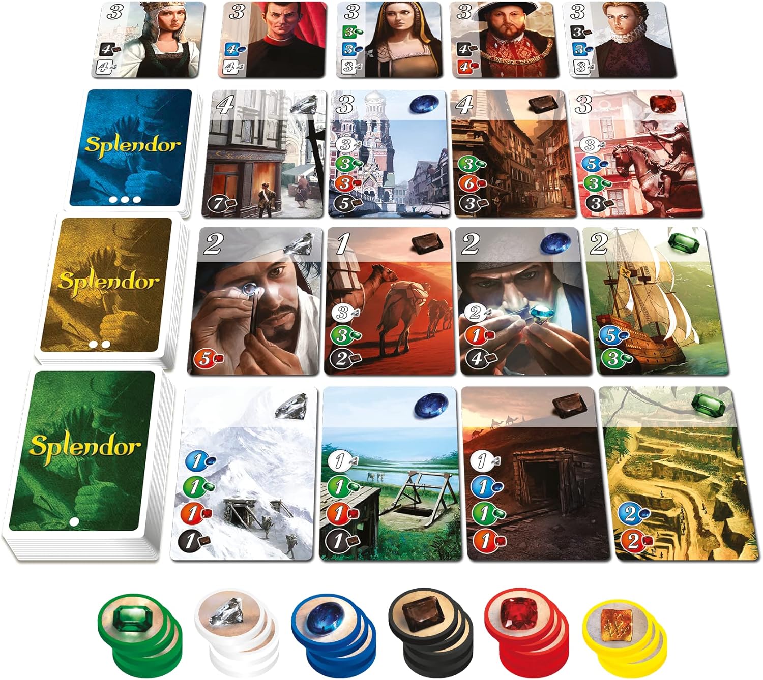 Splendor Board Game (Base Game) - Strategy Game for Kids and Adults, Fun Family Game Night Entertainment, Ages 10+, 2-4 Players, 30-Minute Playtime, Made by Space Cowboys