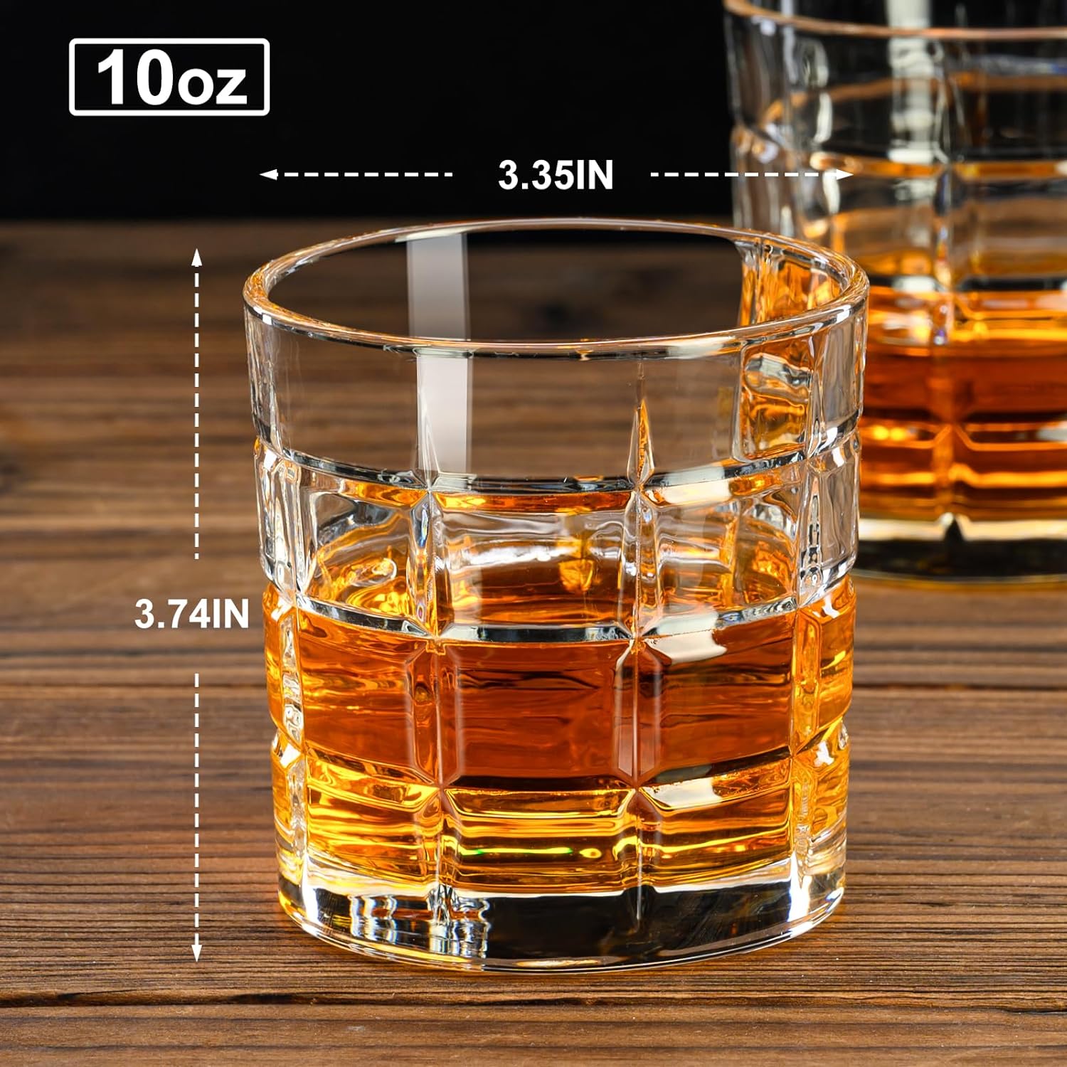 PARACITY Whiskey Glasses Set of 2, Old Fashioned Cocktail Glass, 10 OZ Whiskey Glasses, Bourbon Glasses, Glasses for Scotch, Liquor Vodka, Bourbon, Valentines Day Gifts for Him, Boyfriend