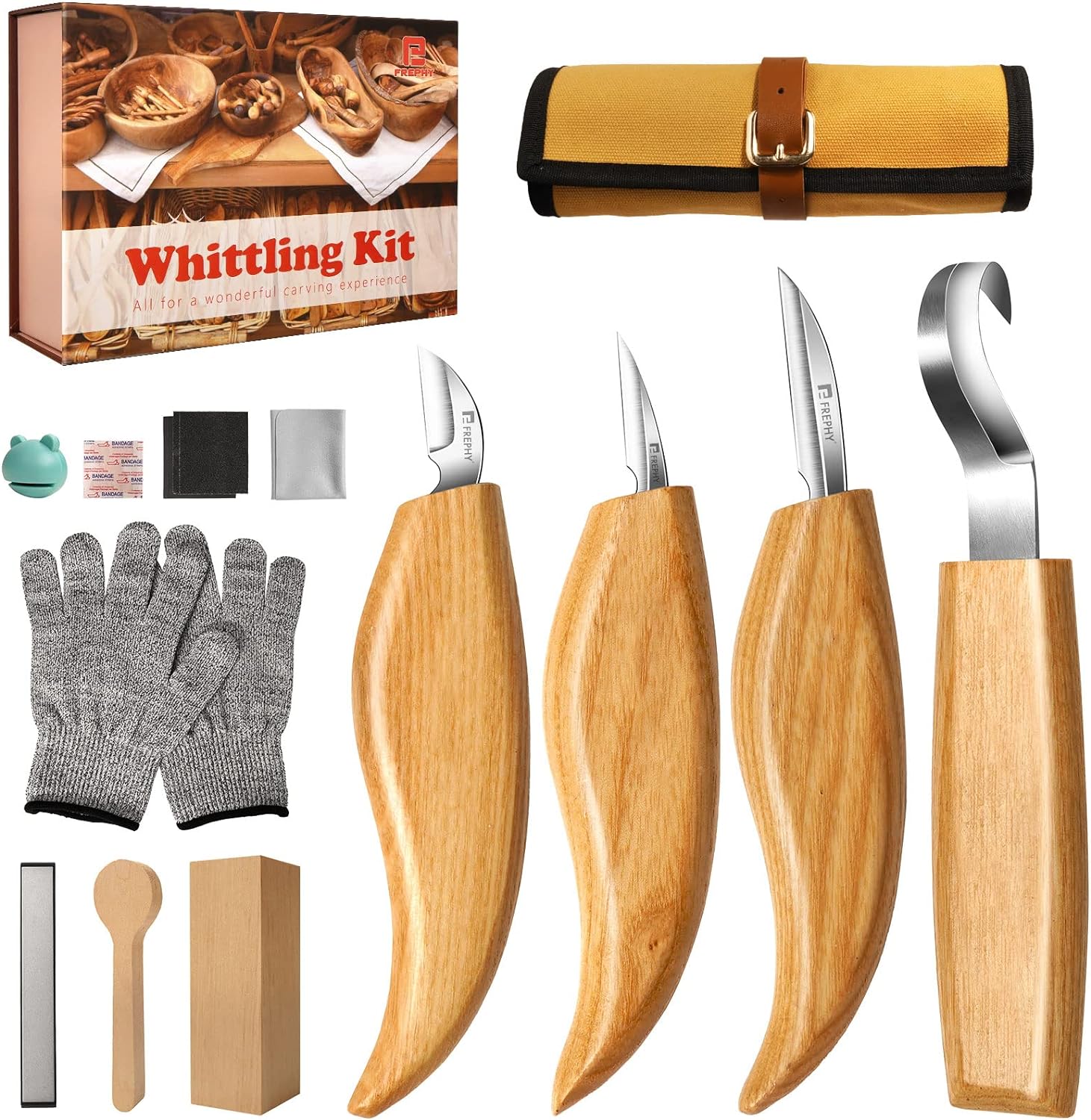 Whittling Kit for Beginners, Wood Whittling Kit for Kids, Wood Carving Kit with Basswood Wood Blocks, 23Pcs Wood Carving Tools Gift Set, DIY