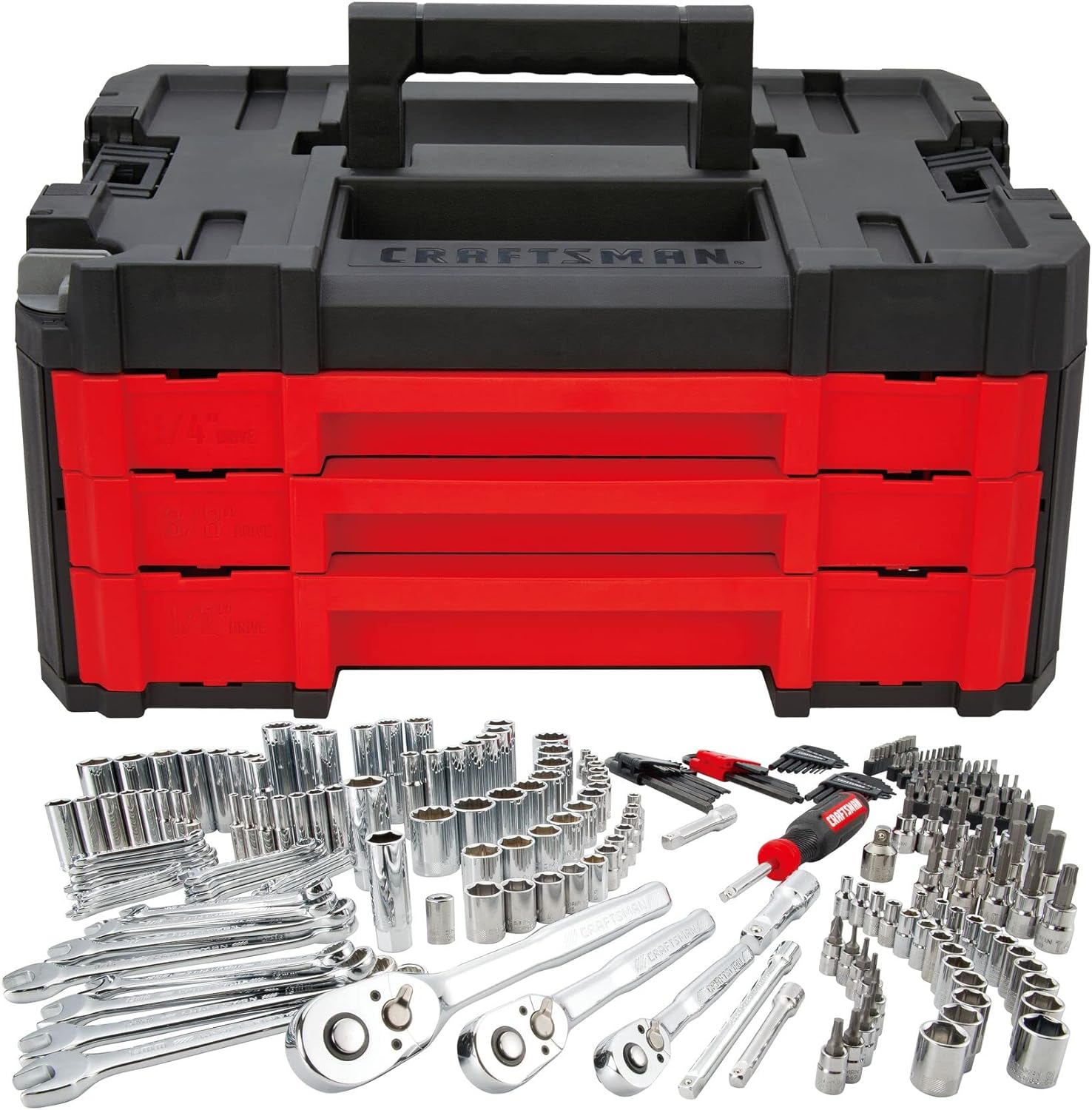 CRAFTSMAN Socket Set, 262-Piece Mechanic Tool Set, 1/4", 3/8", 1/2" Drive, SAE / Metric, (CMMT45307)