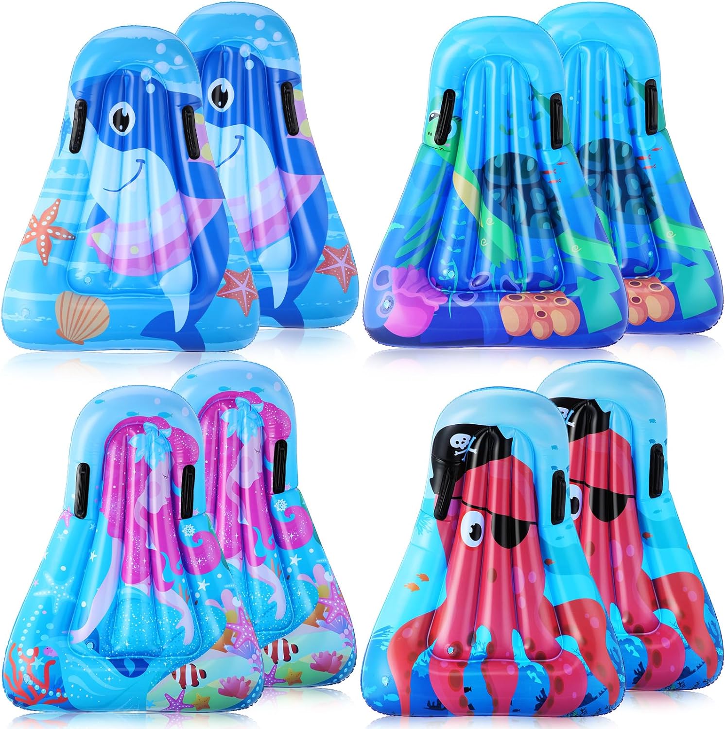 Inflatable Surfboard Kids Inflatable Board with Handles Inflatable Board for Kids Shark Mermaid Turtle Octopus Pool Floating Surfboard for Kids Summer Pool